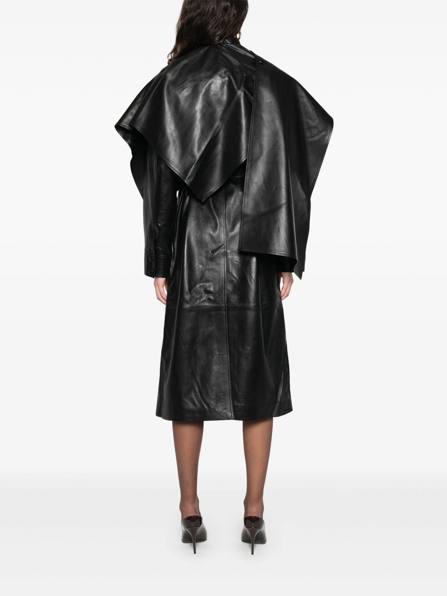 Nina wrap around belted leather coat