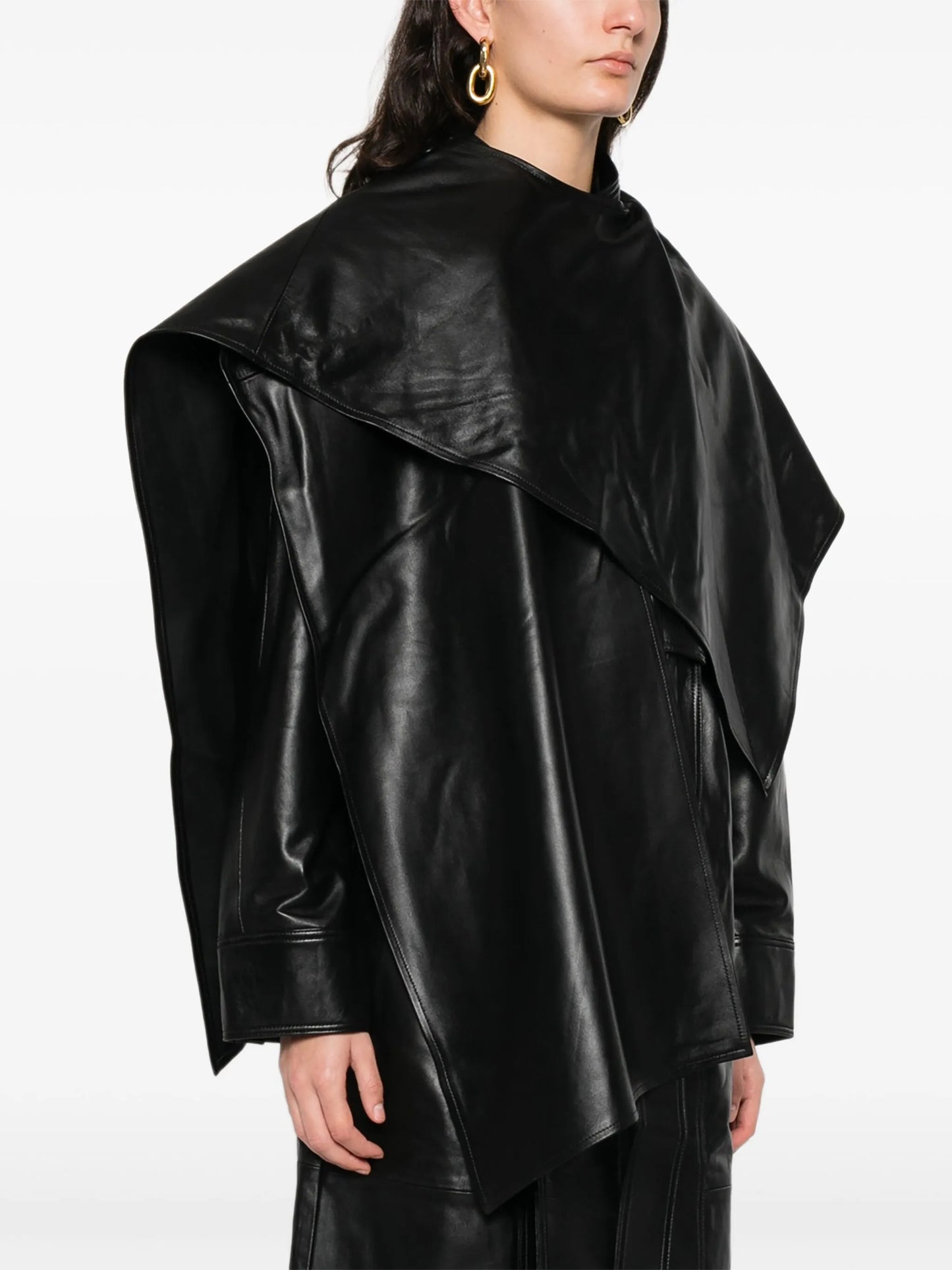 Nina wrap around belted leather coat