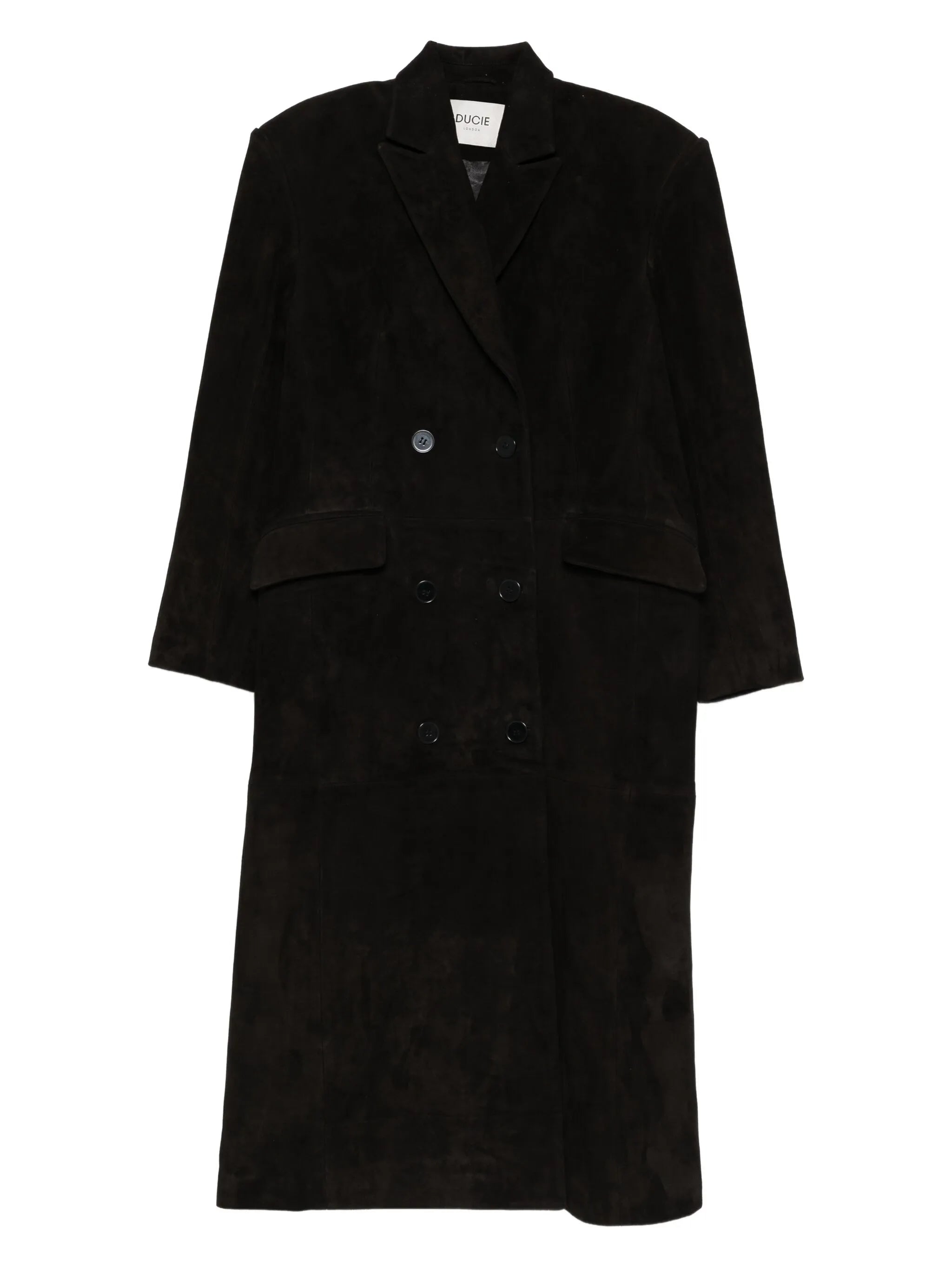 Aggie double-breasted leather coat