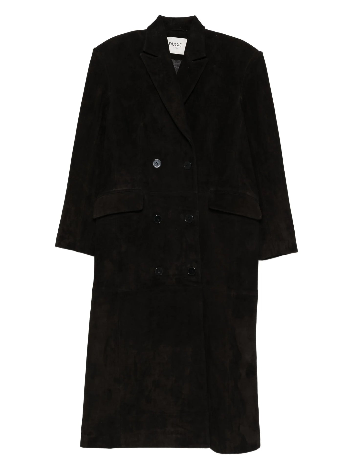 Aggie double-breasted leather coat
