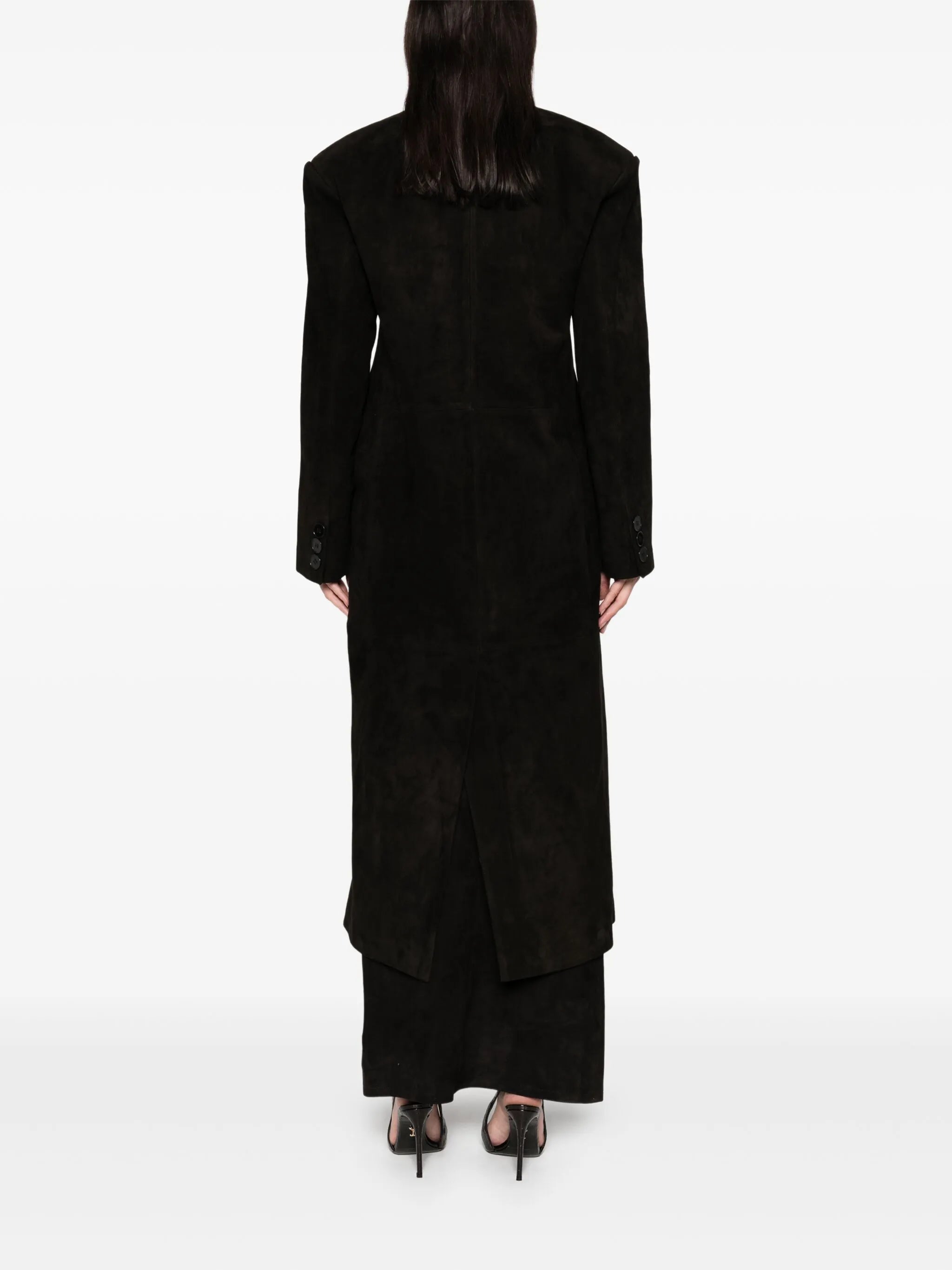 Aggie double-breasted leather coat