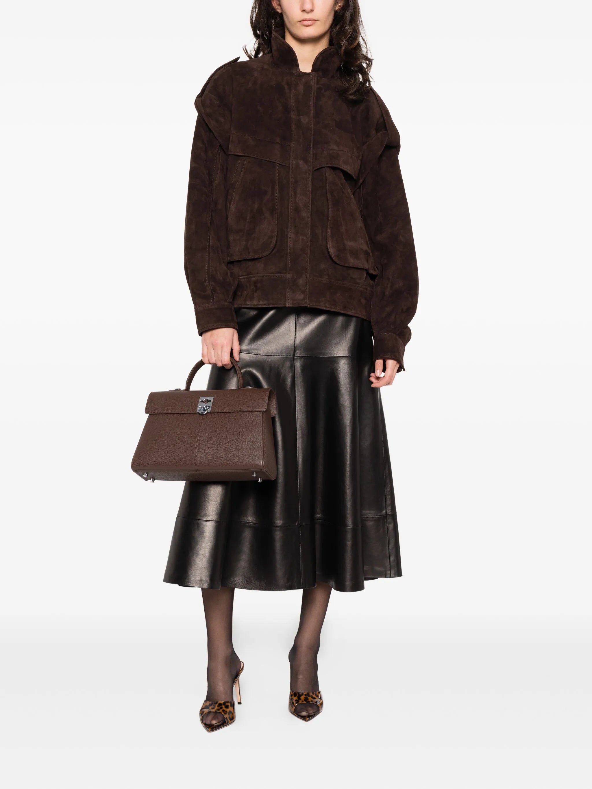 stud-fastening suede jacket