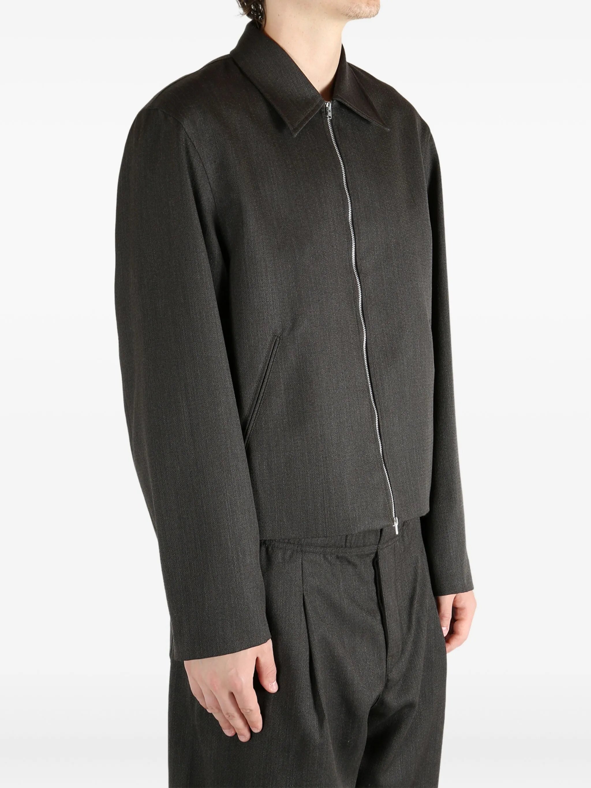 zip-front textured jacket