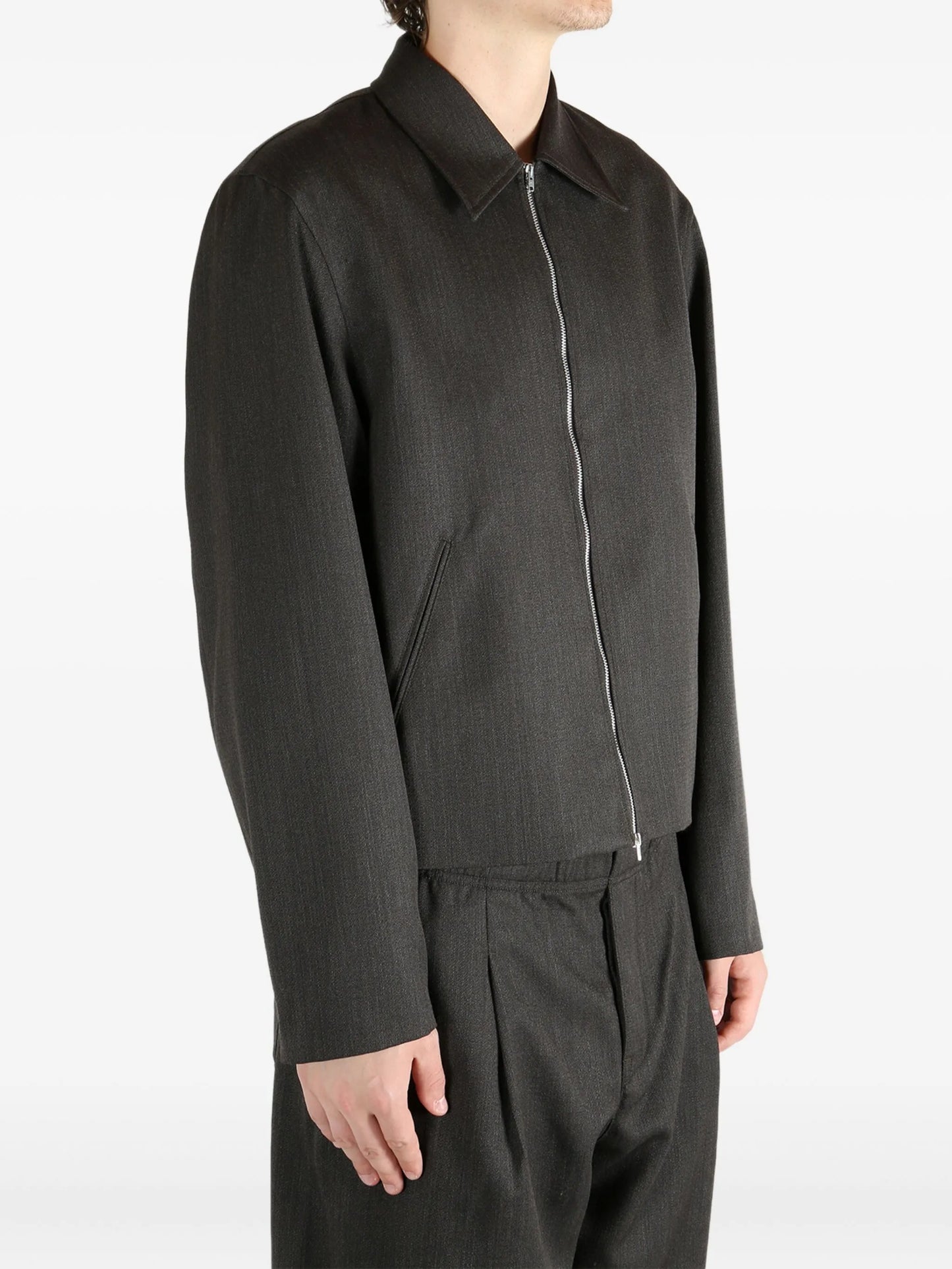 zip-front textured jacket