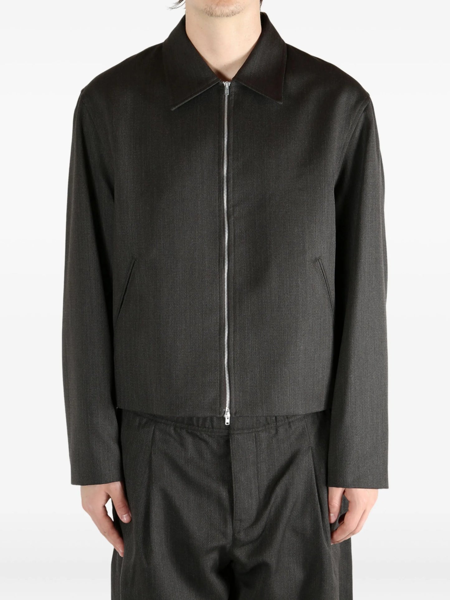 zip-front textured jacket