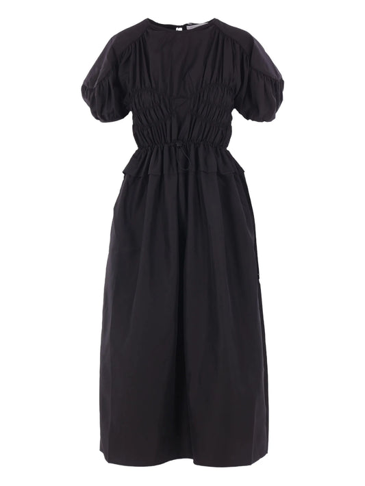 smocked midi dress