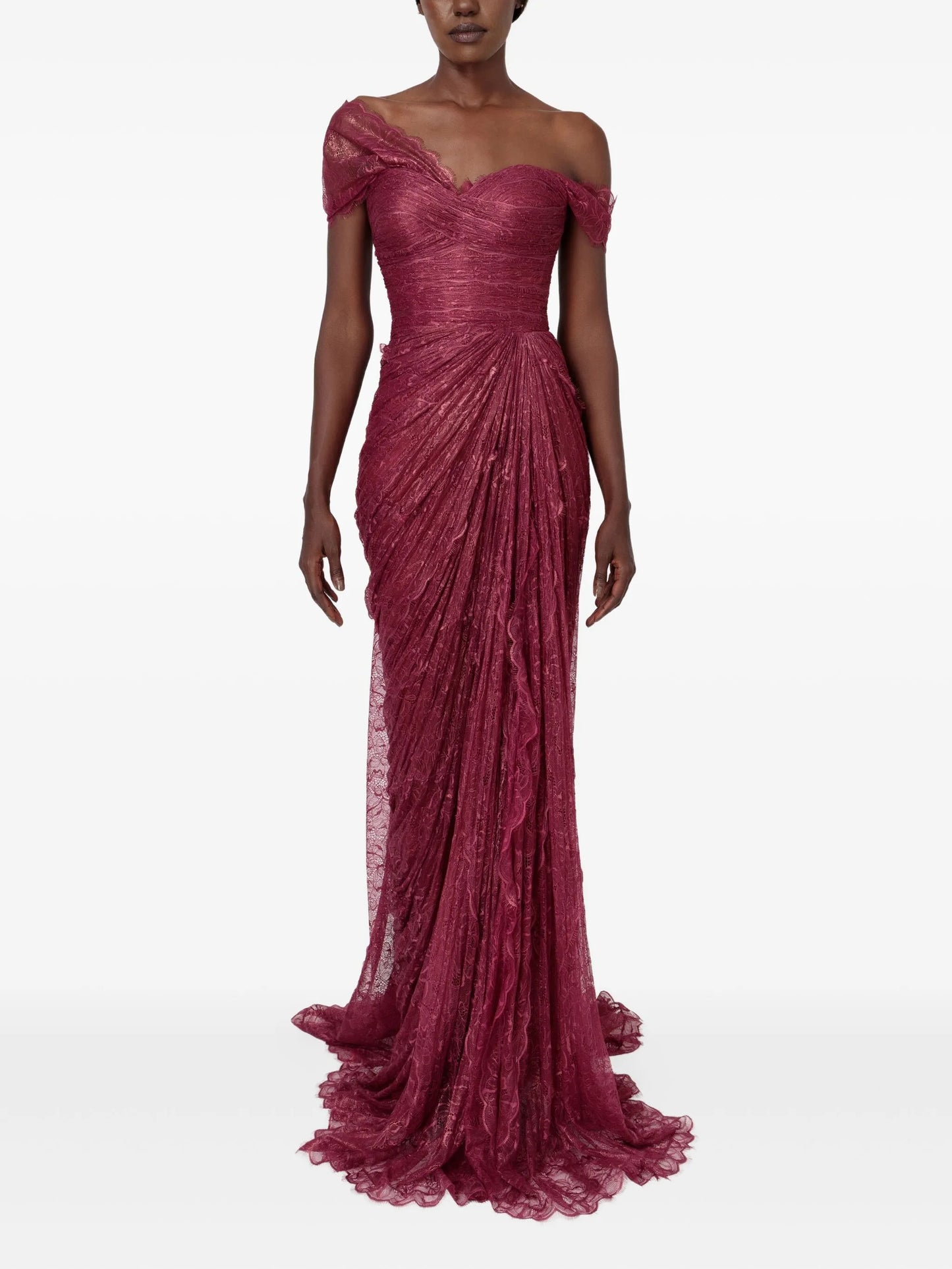 Eleria draped lace gown