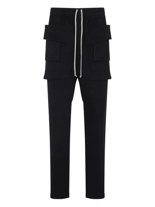 drawstring-waist cargo track pants