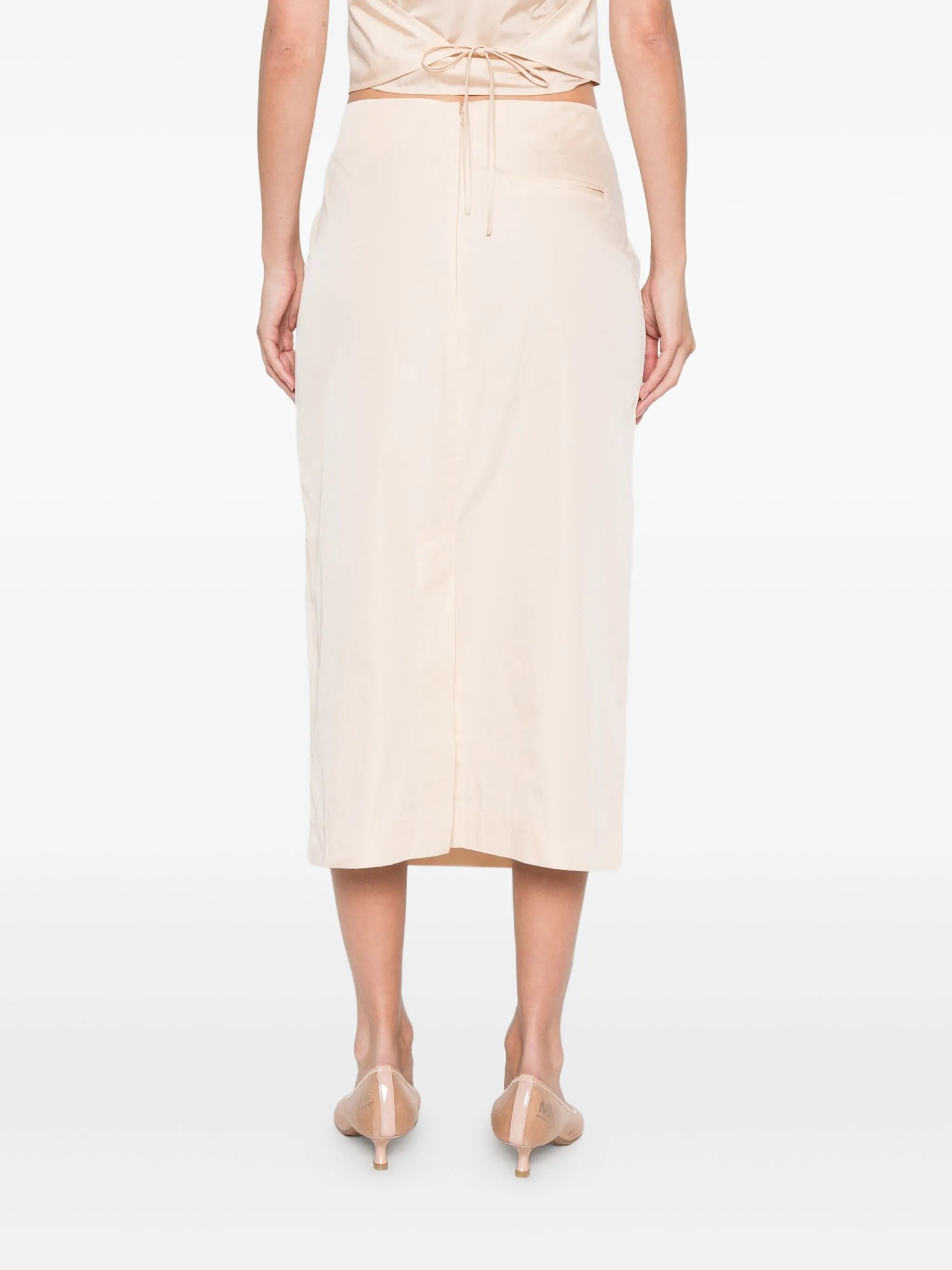 rear-slit midi skirt