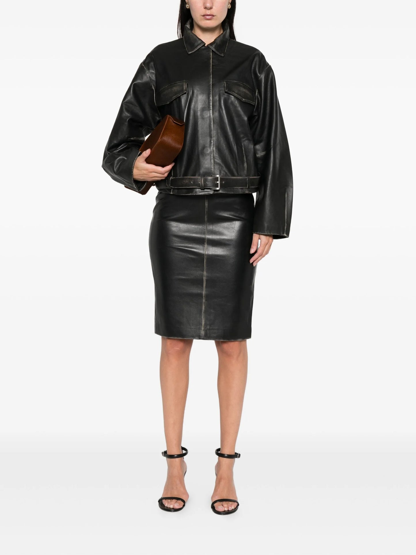leather belted jacket