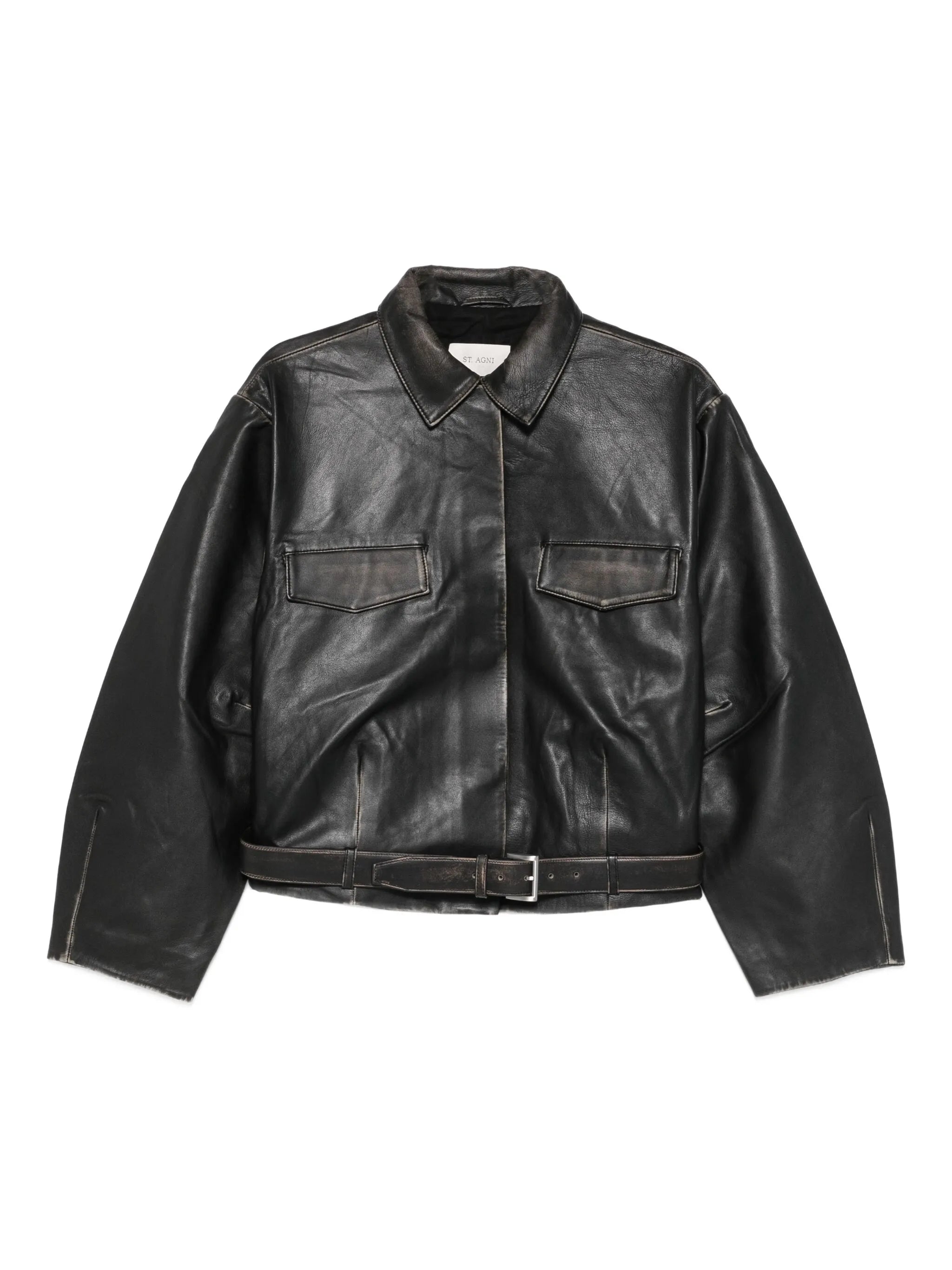 leather belted jacket