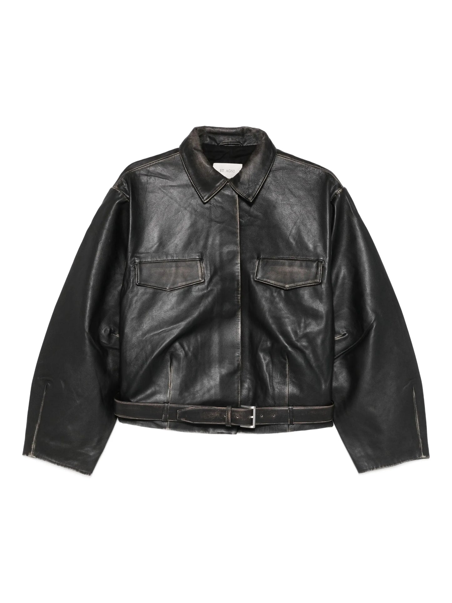 leather belted jacket