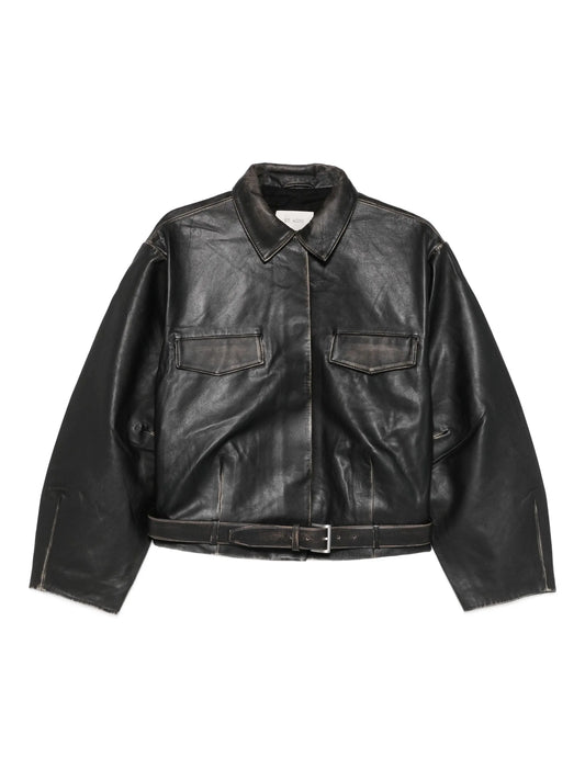 leather belted jacket
