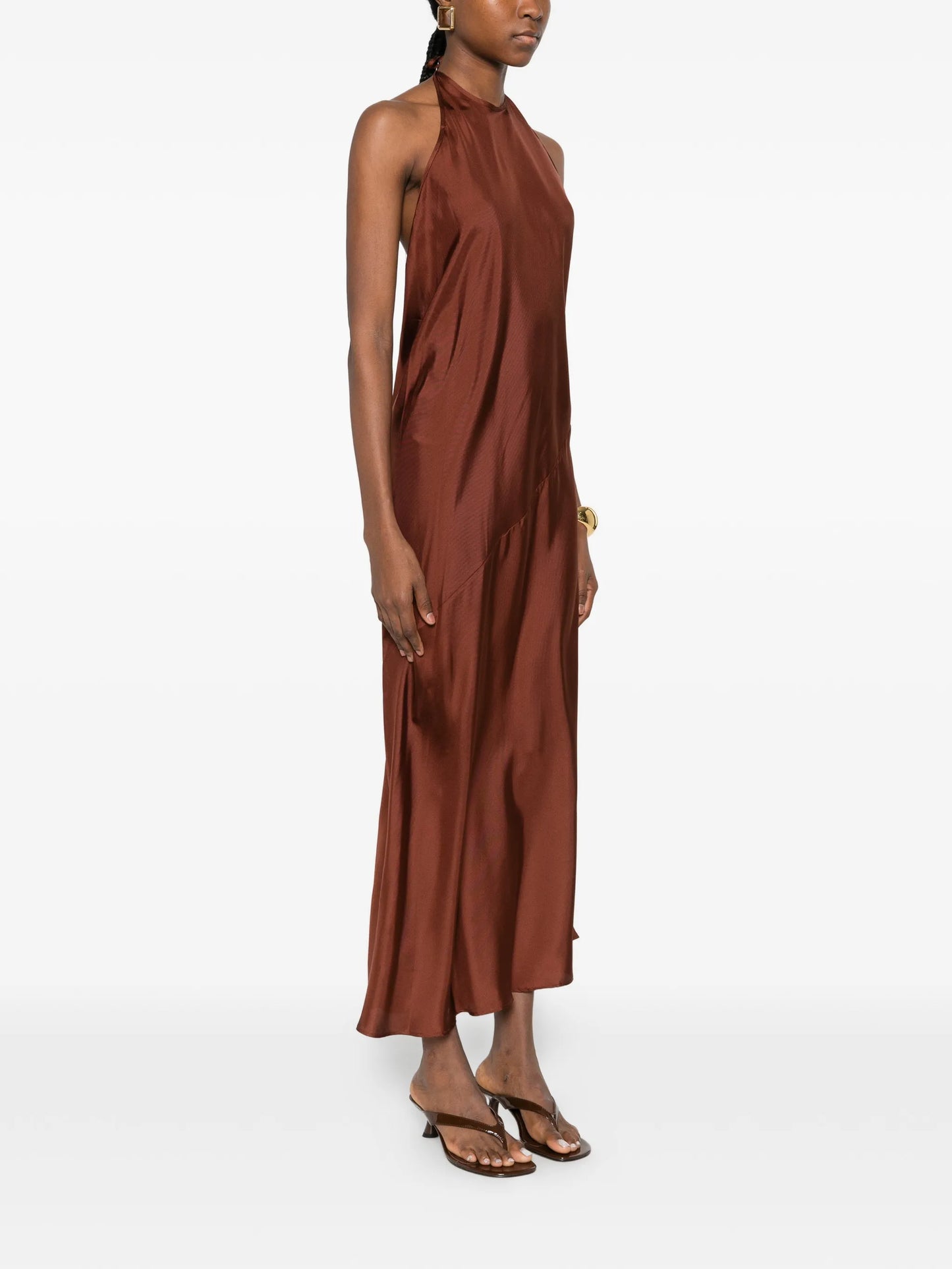halterneck twill maxi dress