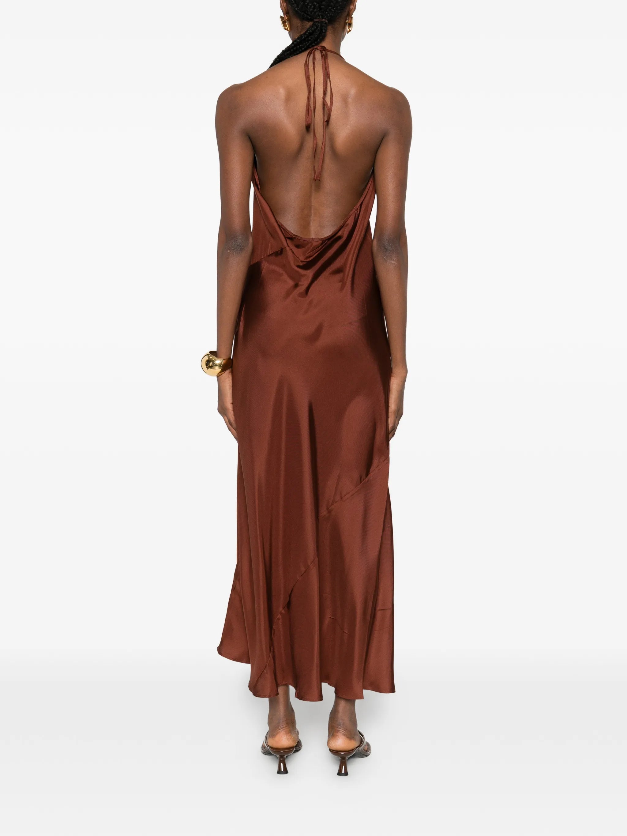 halterneck twill maxi dress
