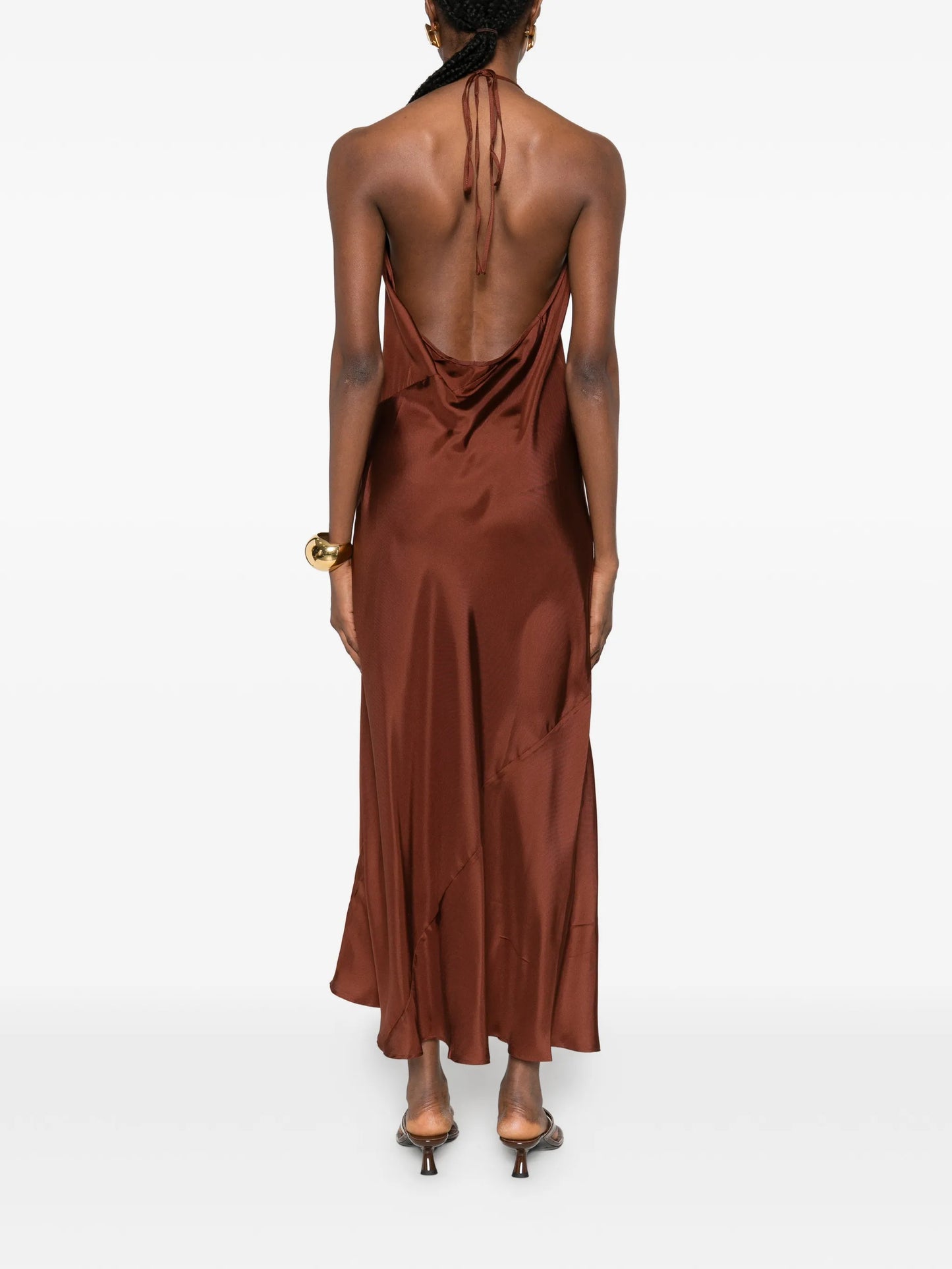 halterneck twill maxi dress
