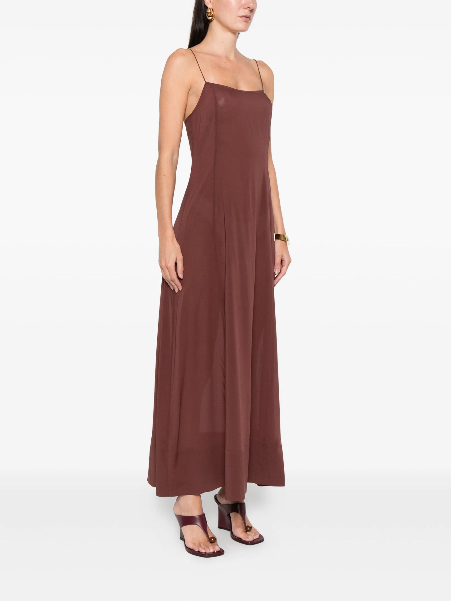 sheer slip straps maxi dress