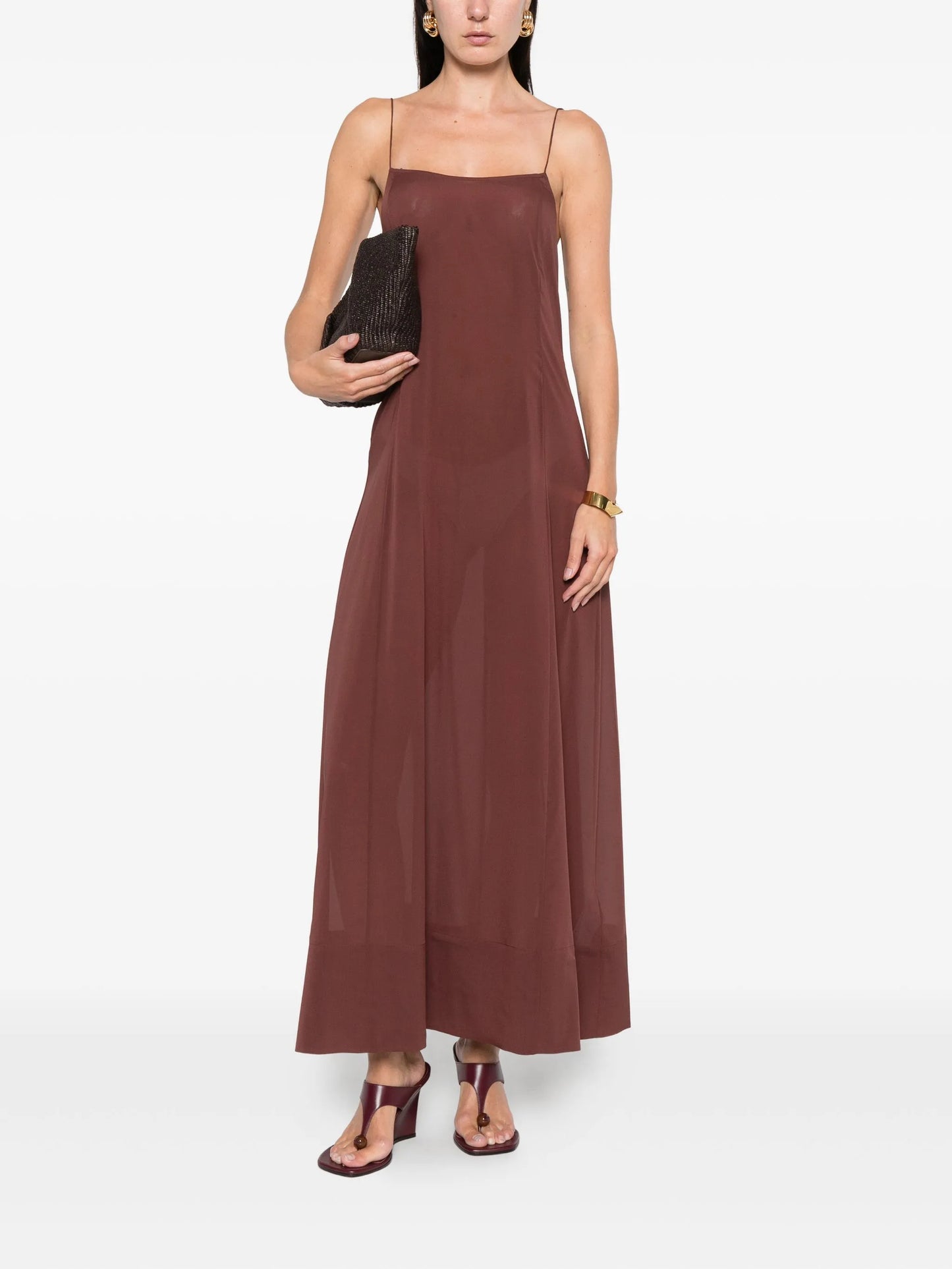 sheer slip straps maxi dress