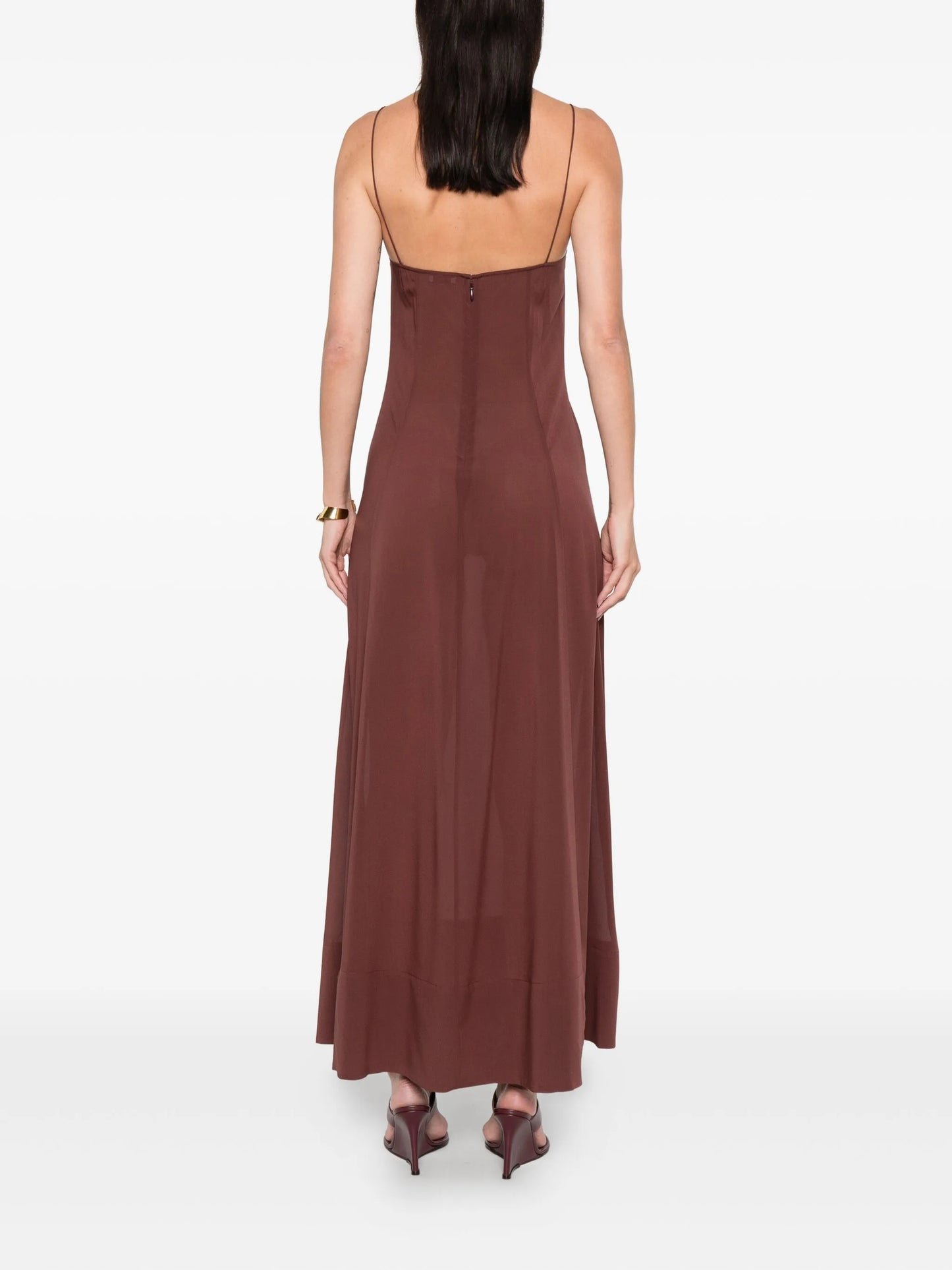 sheer slip straps maxi dress