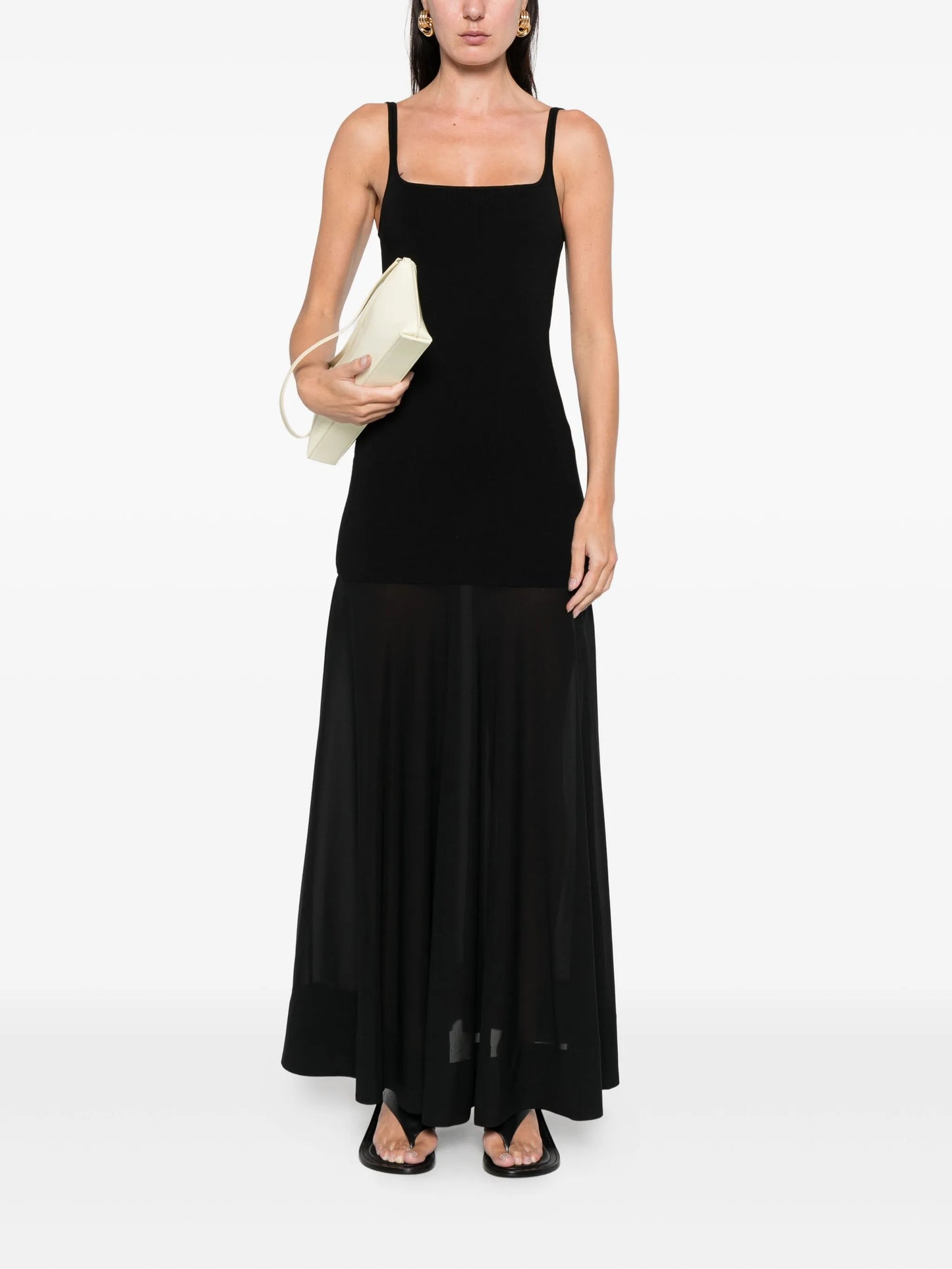 sheer circle hem maxi dress