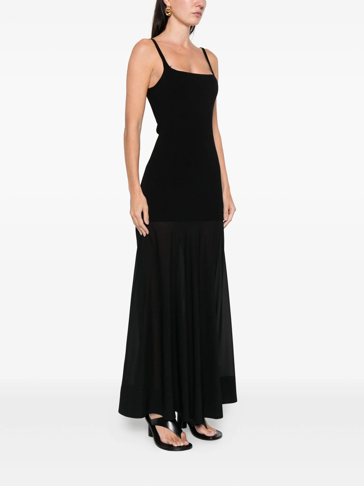 sheer circle hem maxi dress