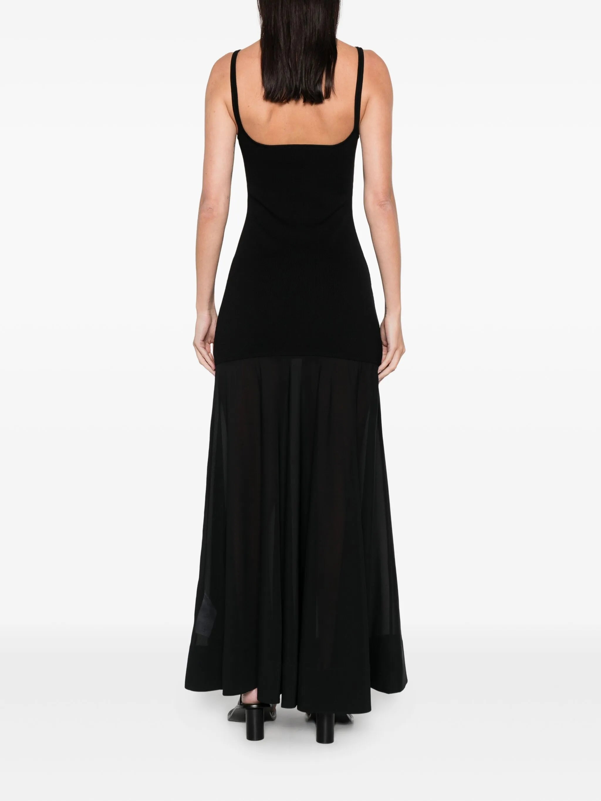 sheer circle hem maxi dress