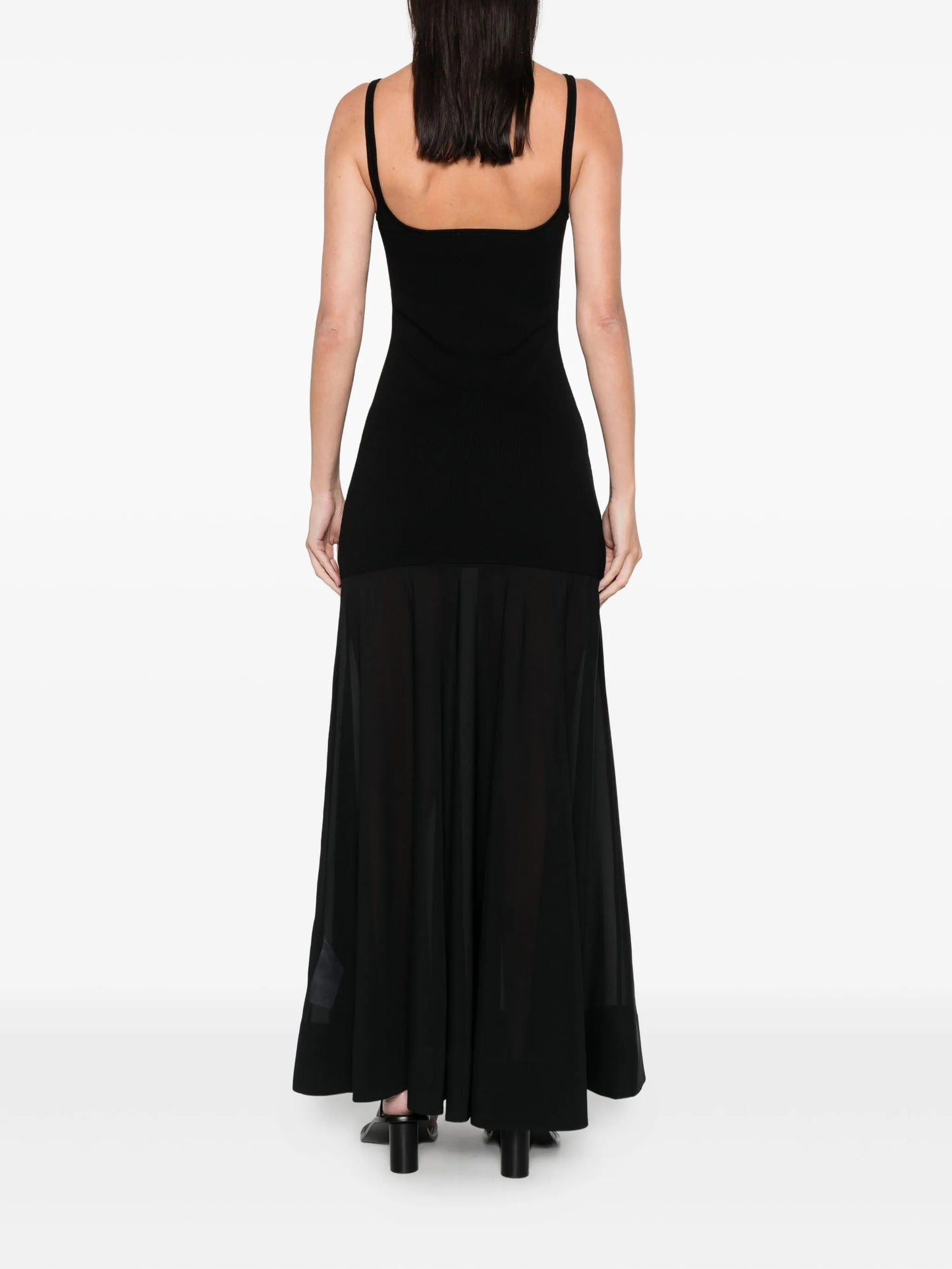 sheer circle hem maxi dress