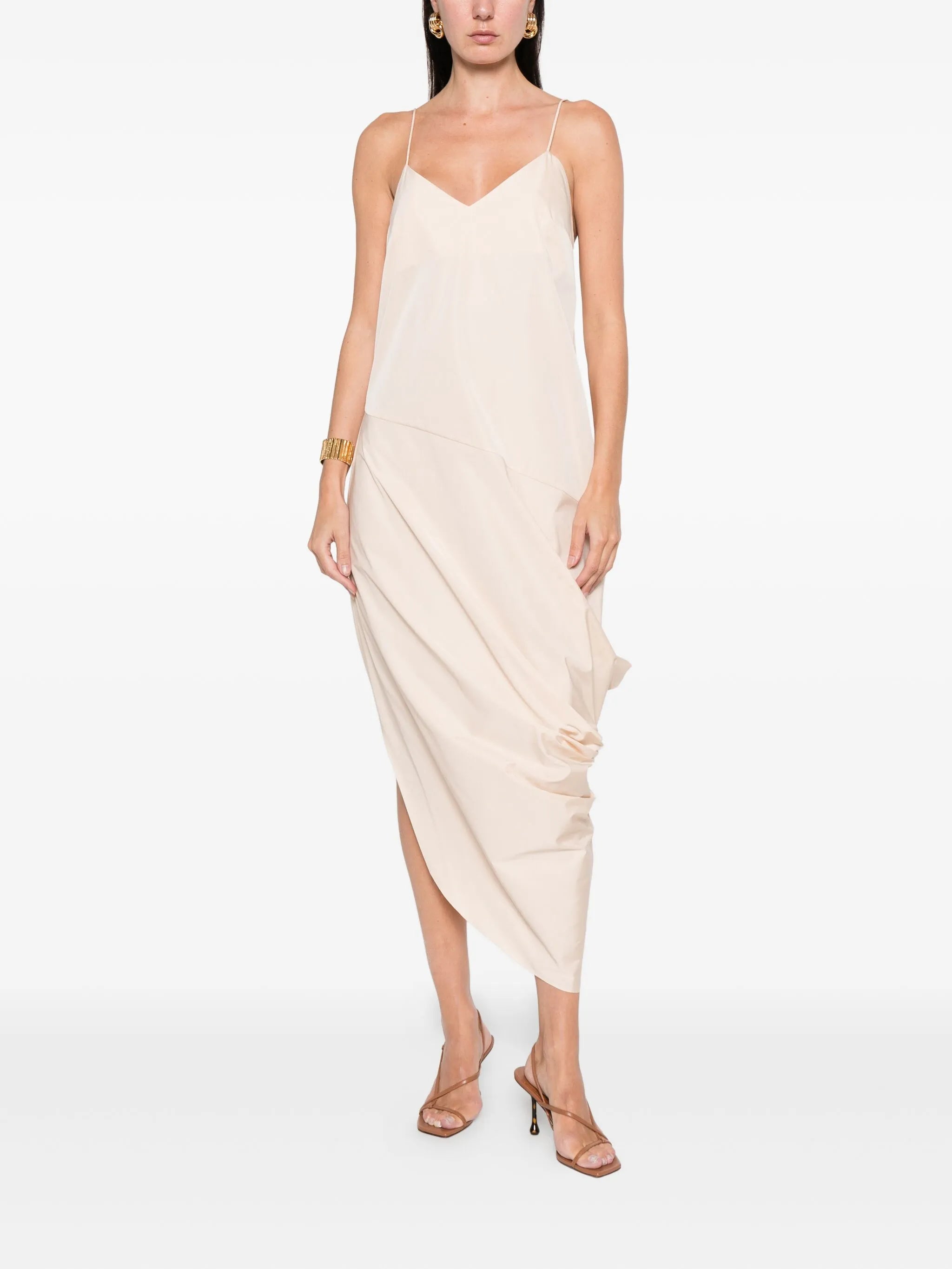 drape-detail midi dress