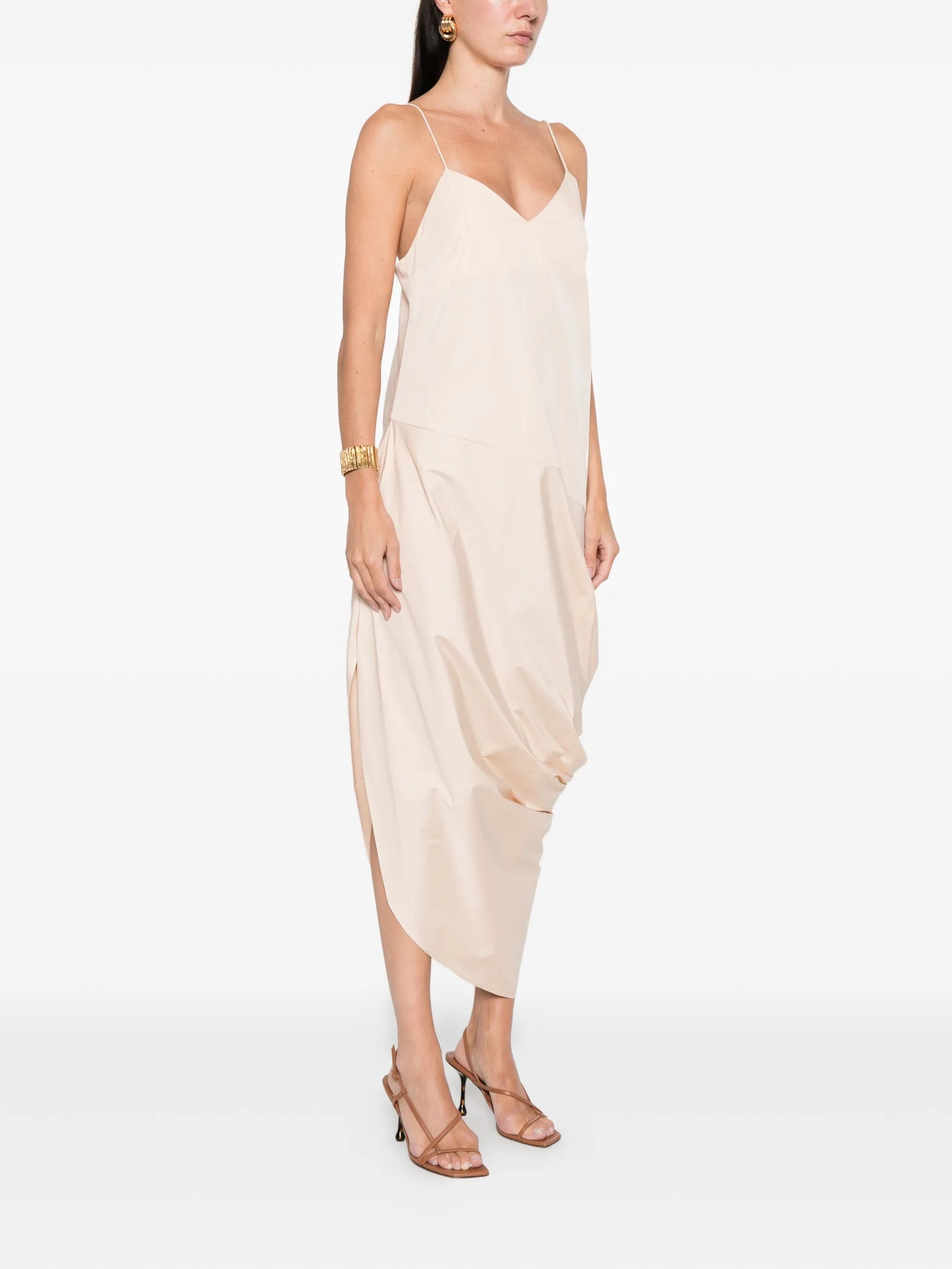 drape-detail midi dress