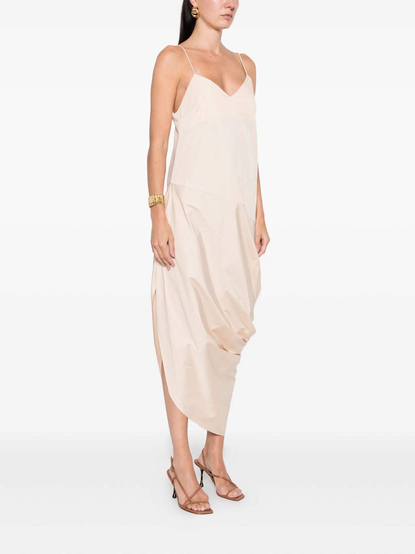 drape-detail midi dress