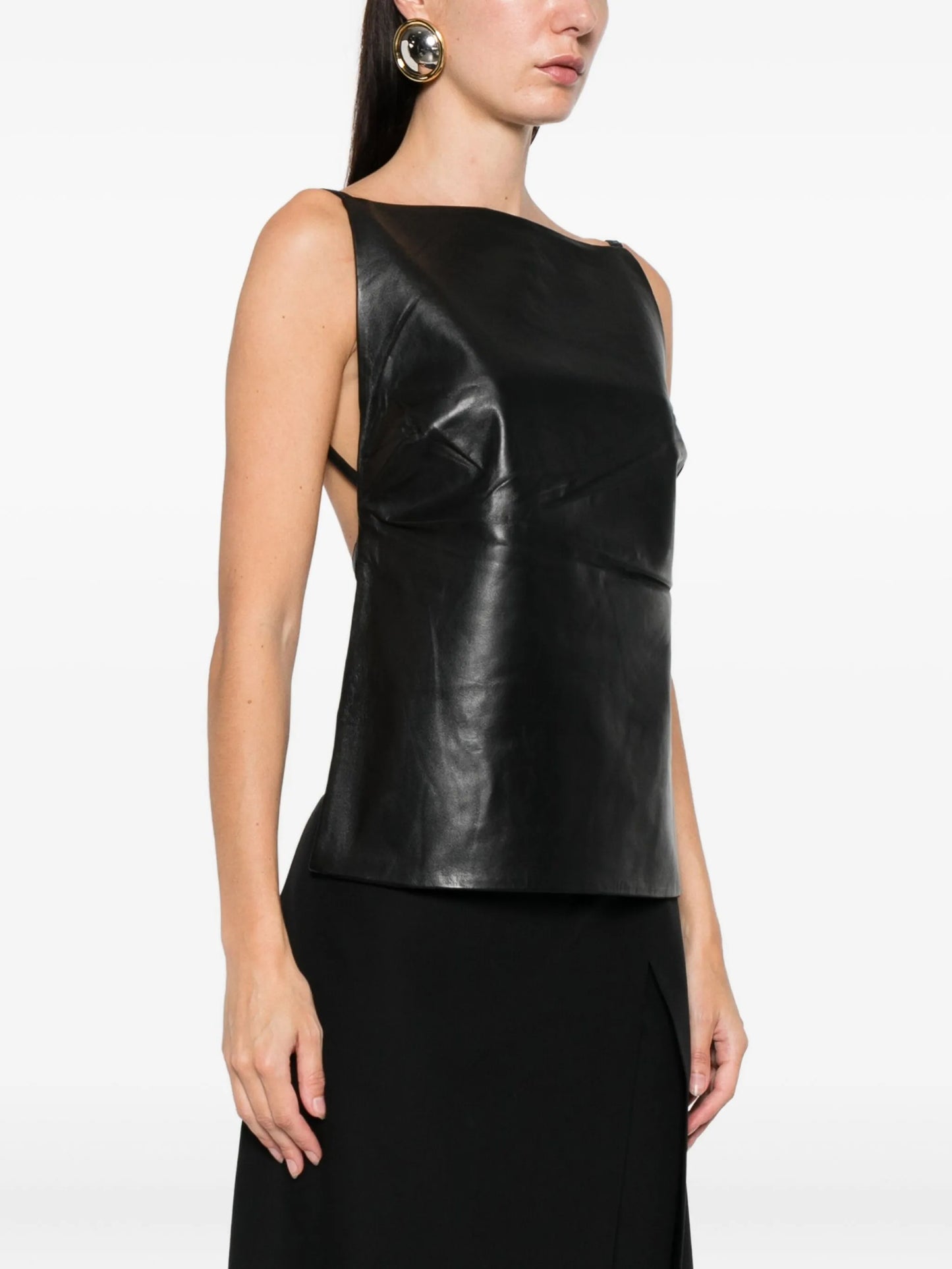 square-neck leather top