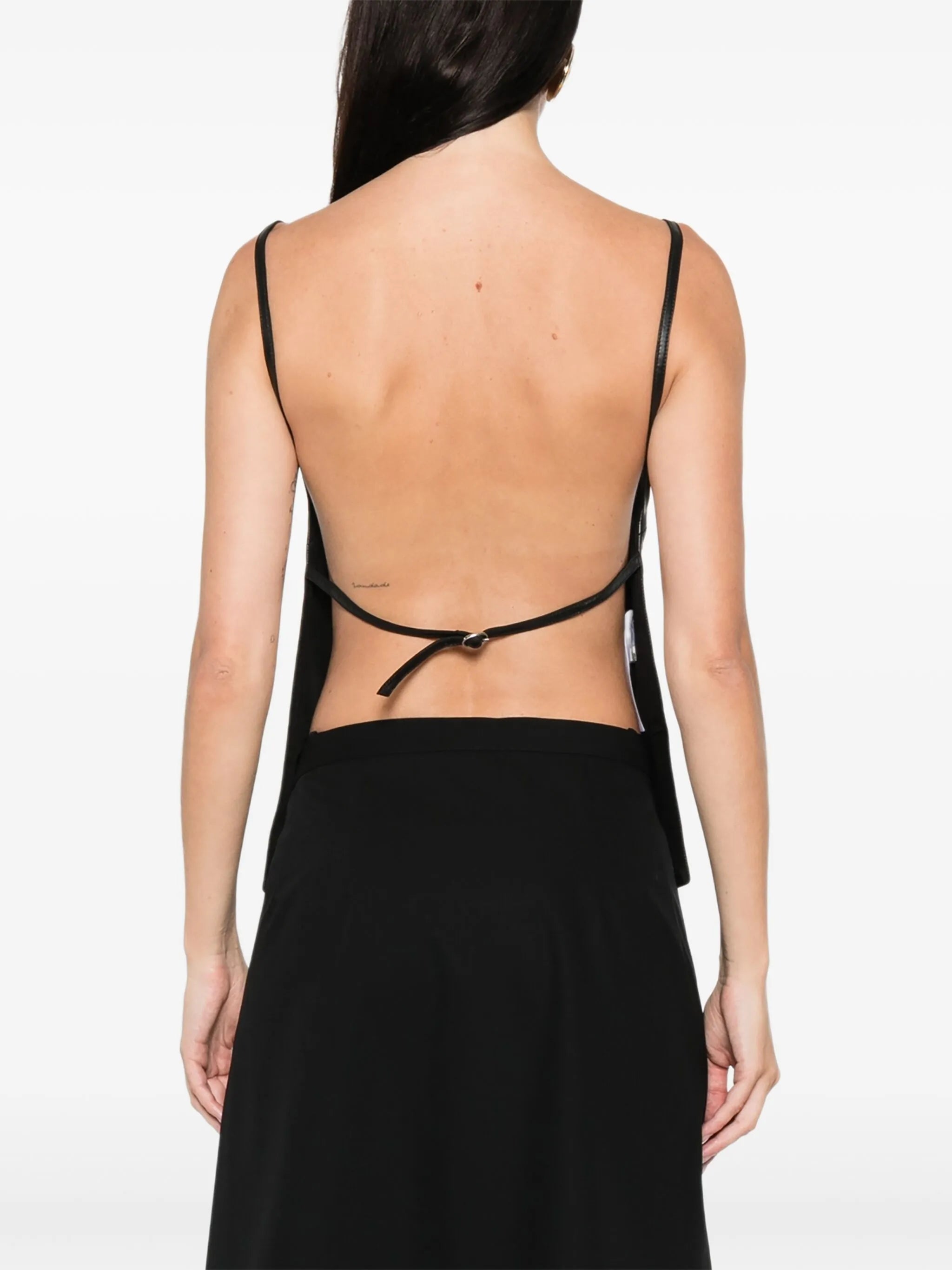 square-neck leather top