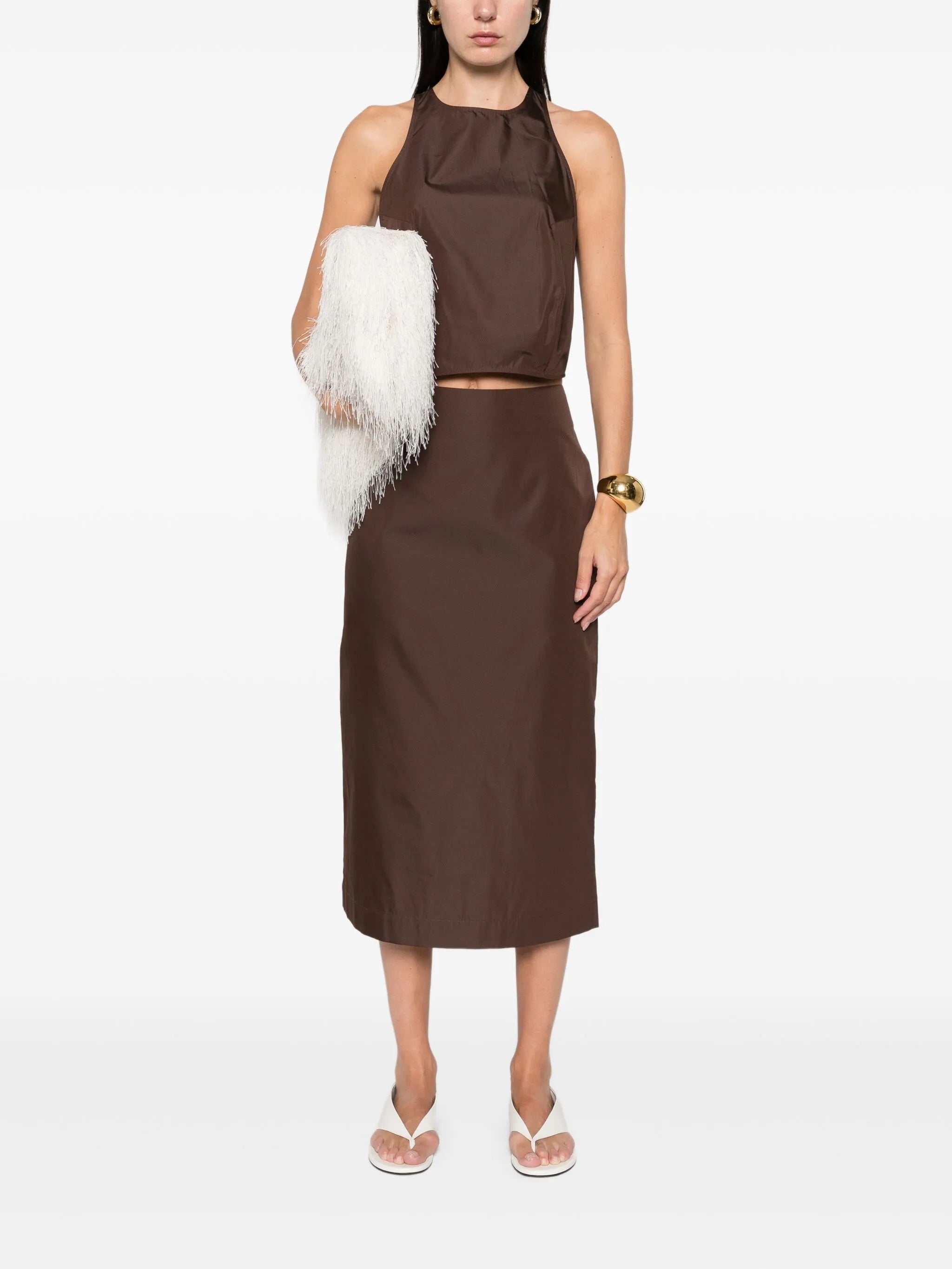 rear-slit midi skirt