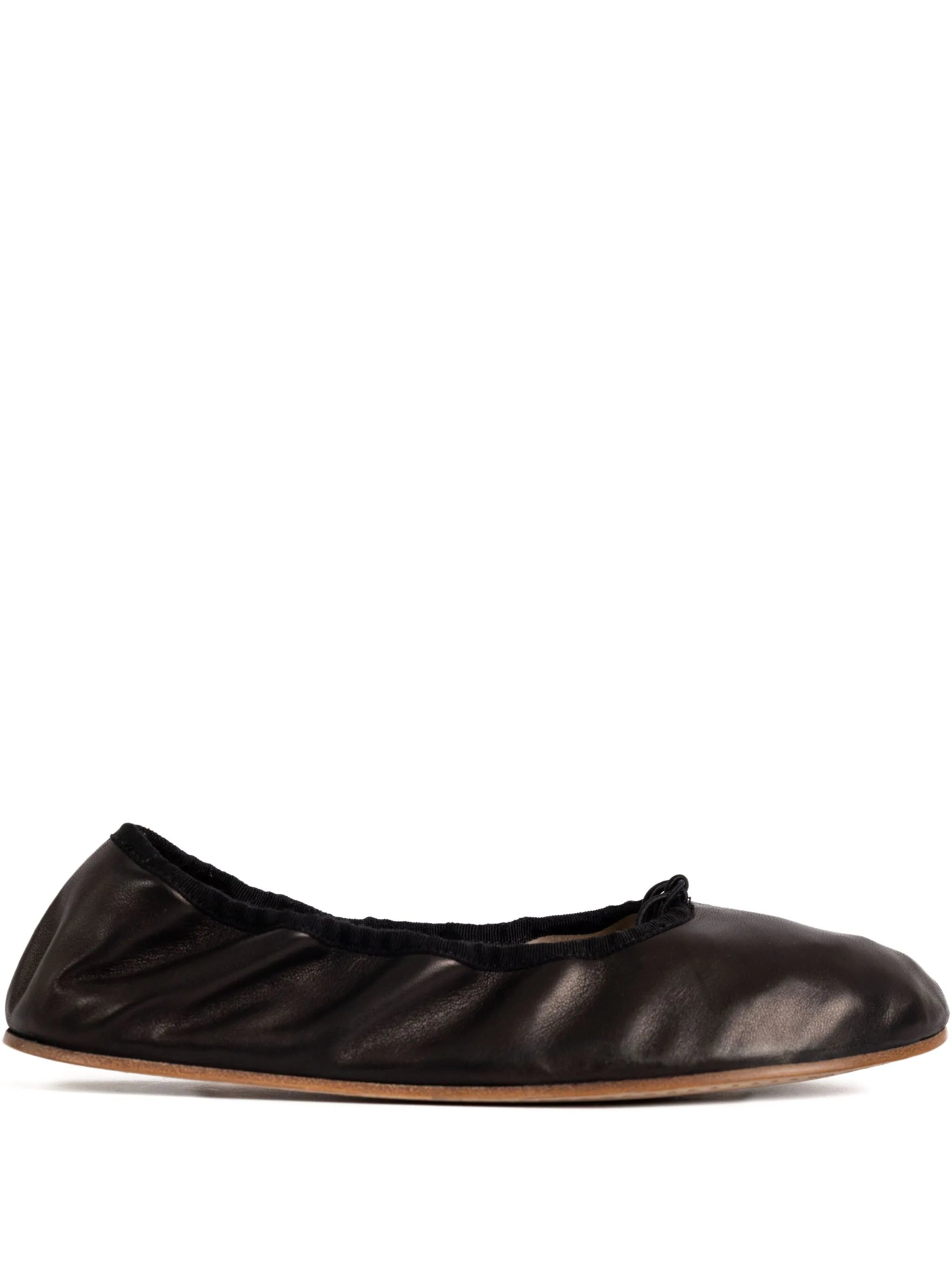 gathered leather ballet flats