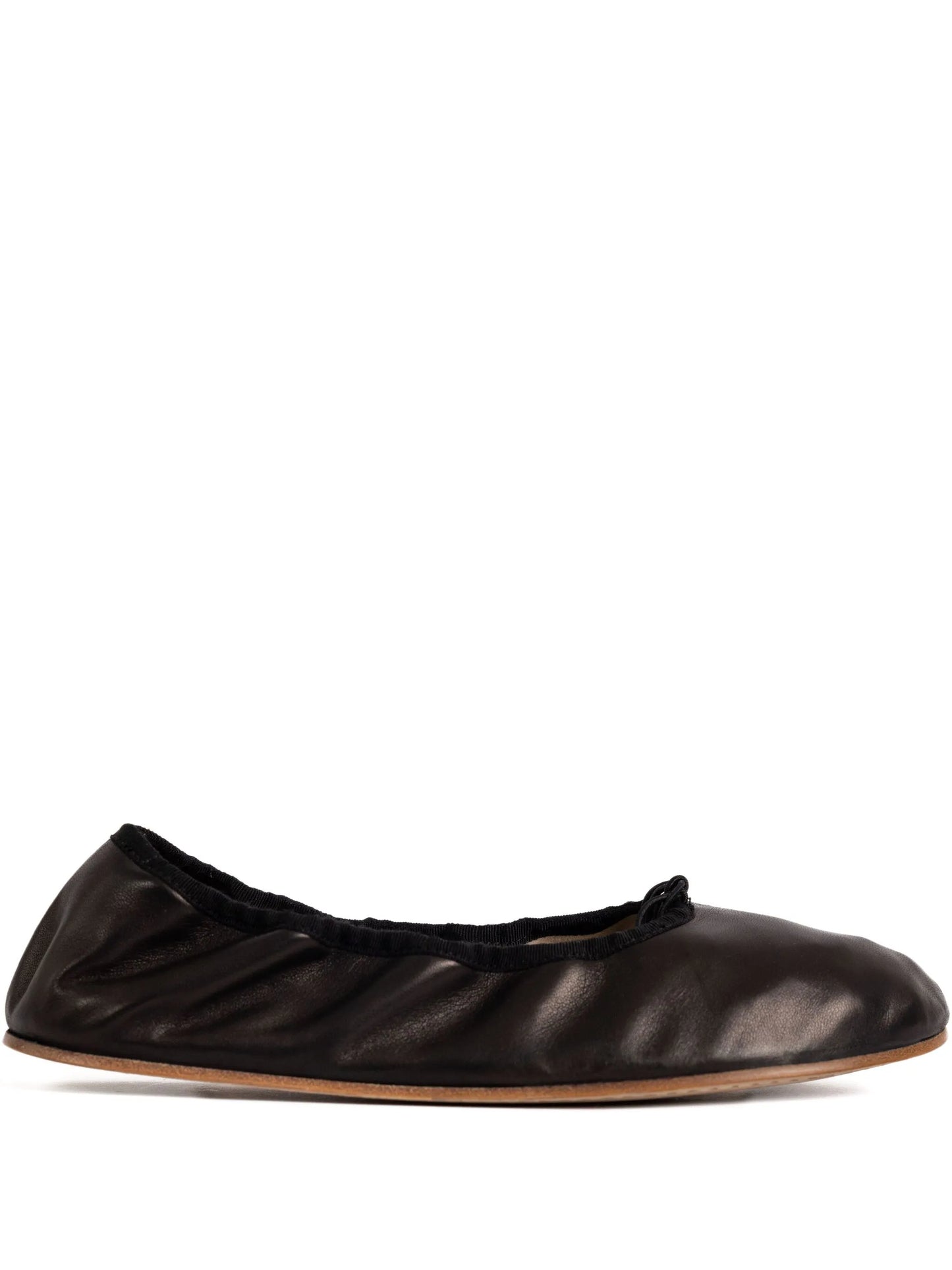 gathered leather ballet flats