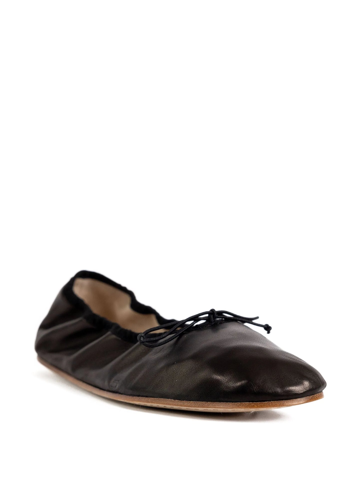 gathered leather ballet flats
