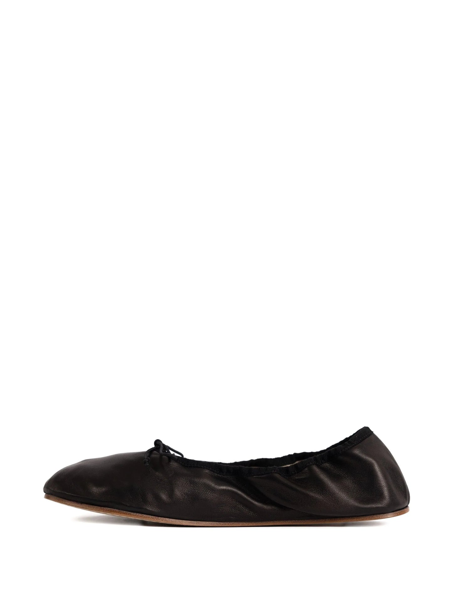 gathered leather ballet flats