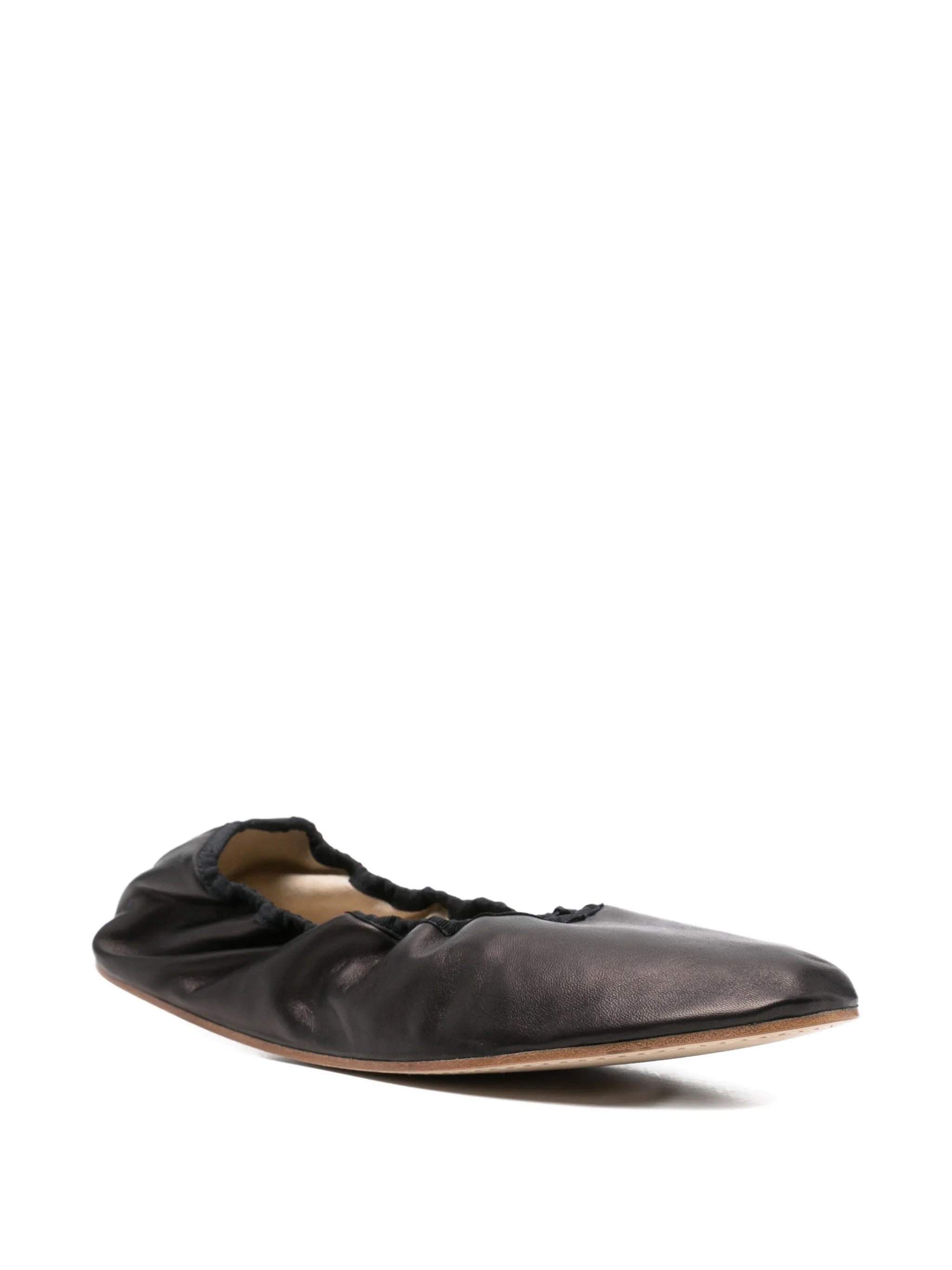 gathered leather ballet flats