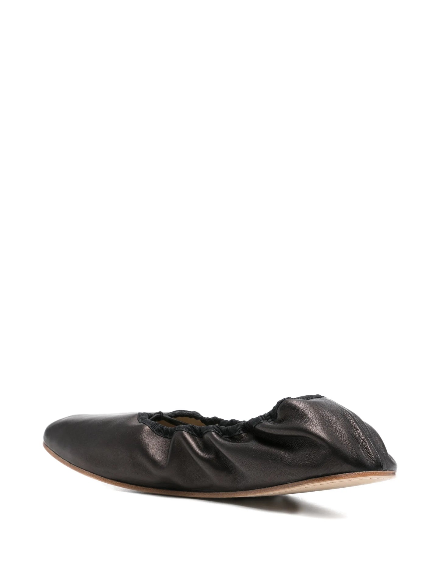 gathered leather ballet flats