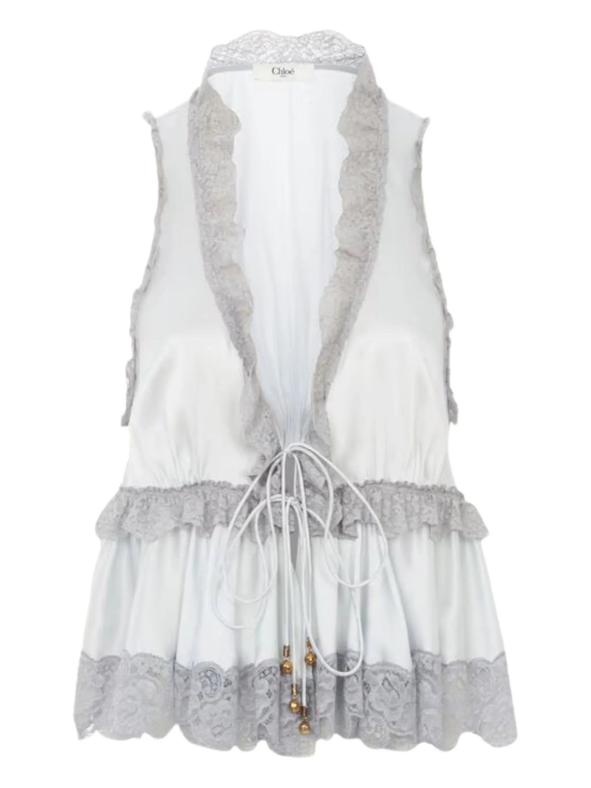 lace-trim sleeveless blouse