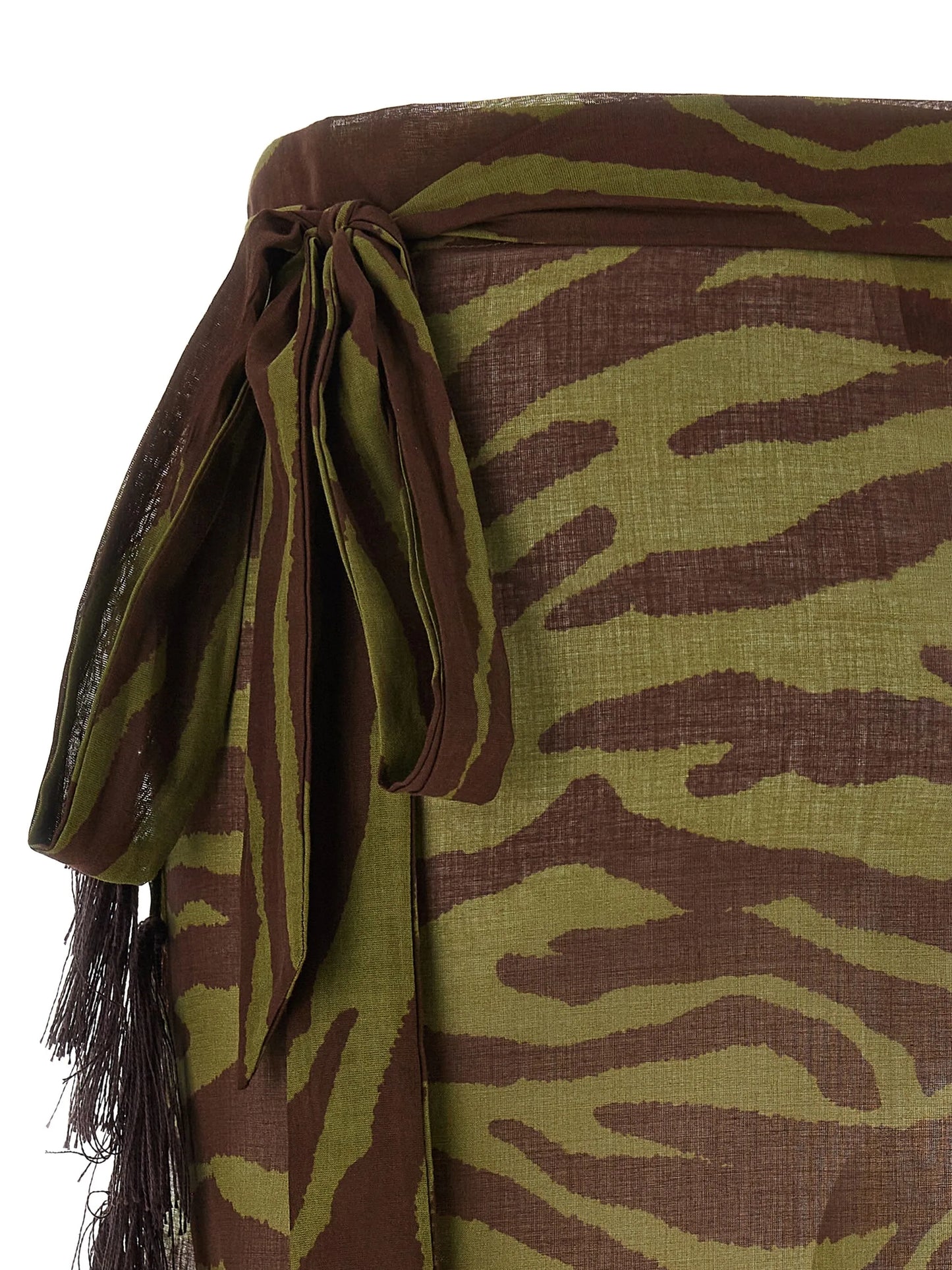 zebra print fringed sarong beach cover-up