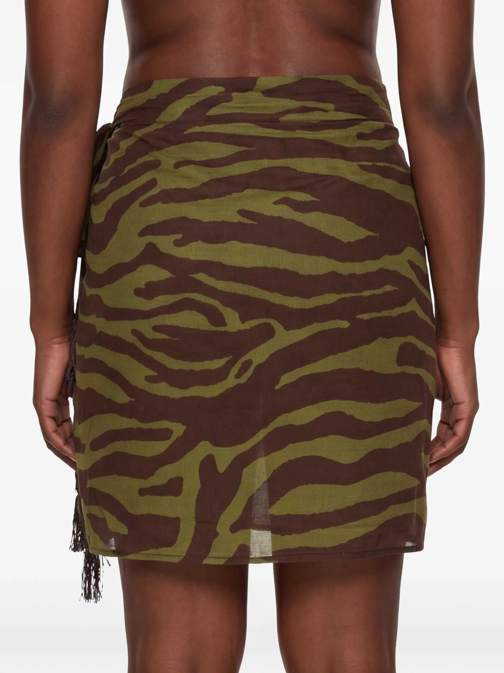 zebra print fringed sarong beach cover-up