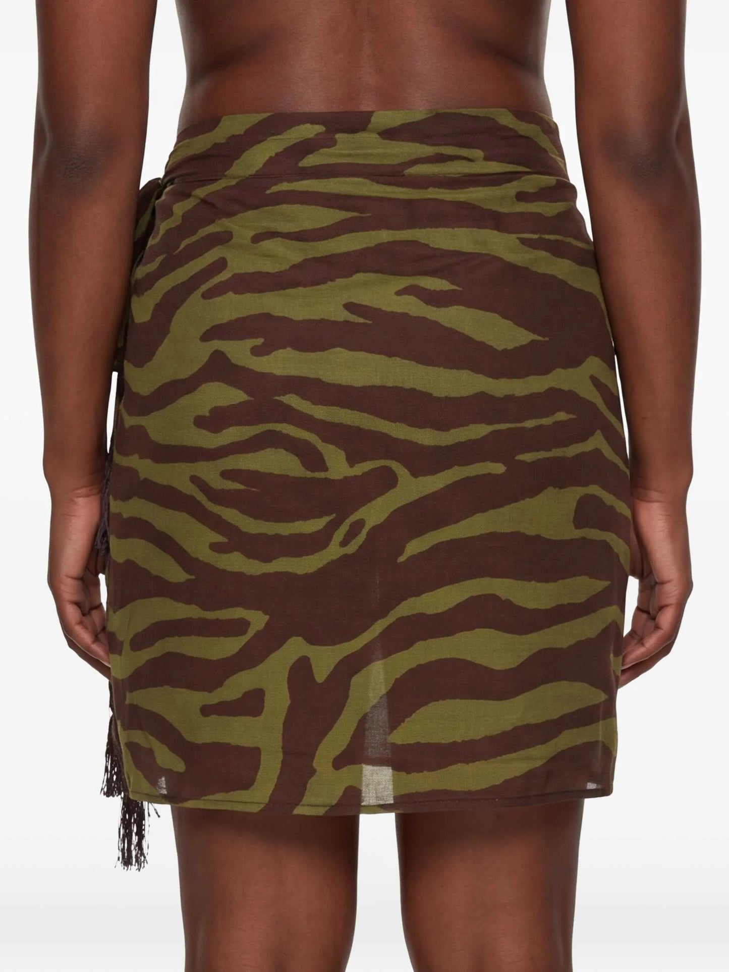 zebra print fringed sarong beach cover-up