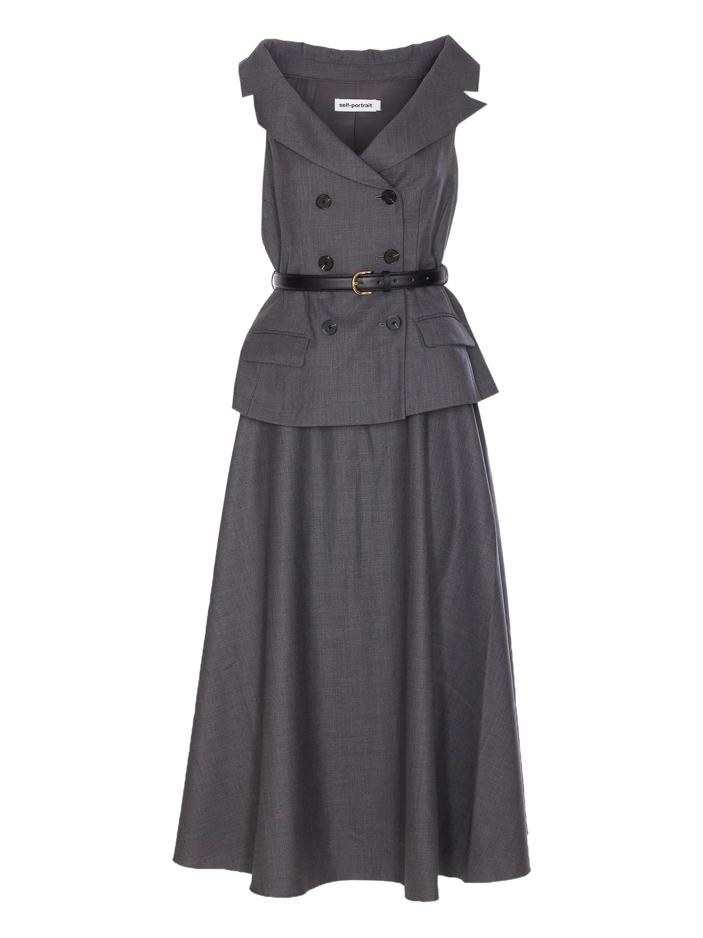 double-breasted belted dress