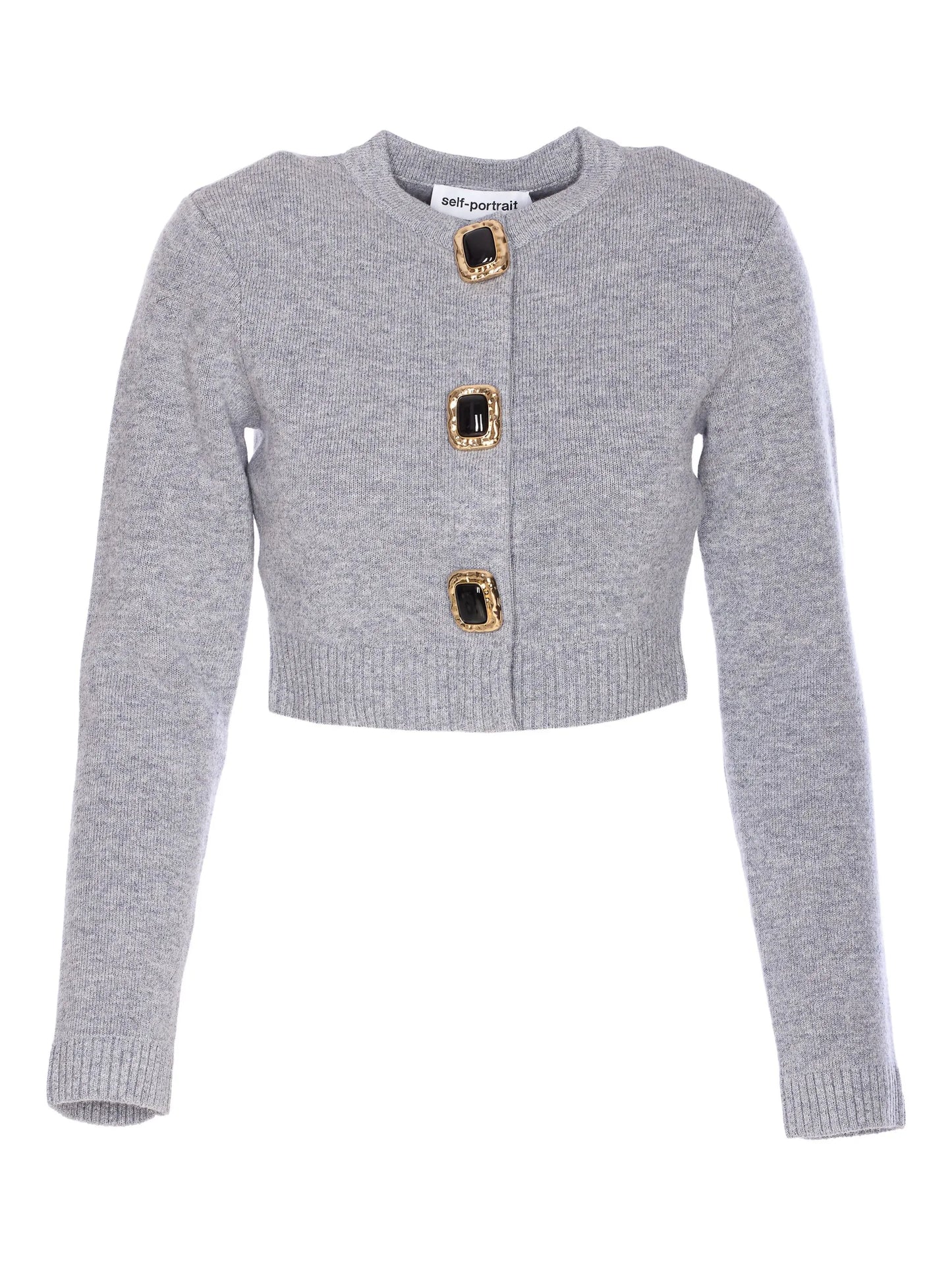 jewelled-button wool cardigan