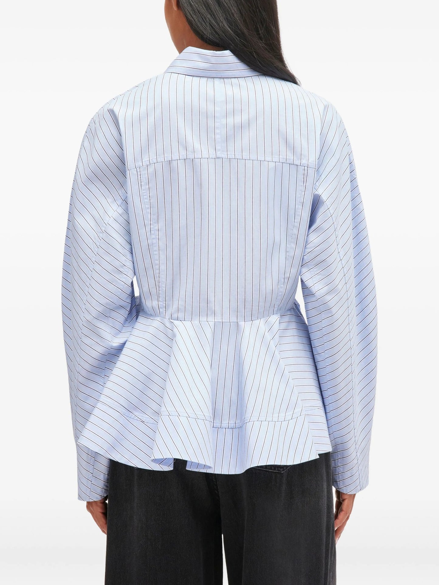 stripe peplum cotton shirt