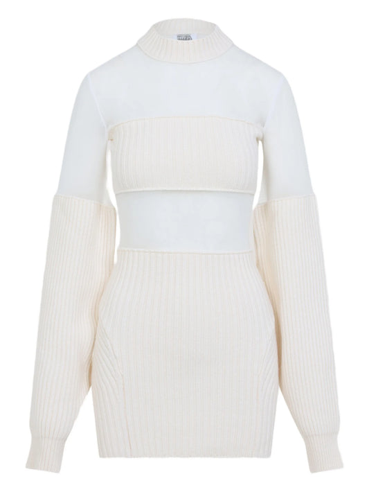 wool short with mesh details dress