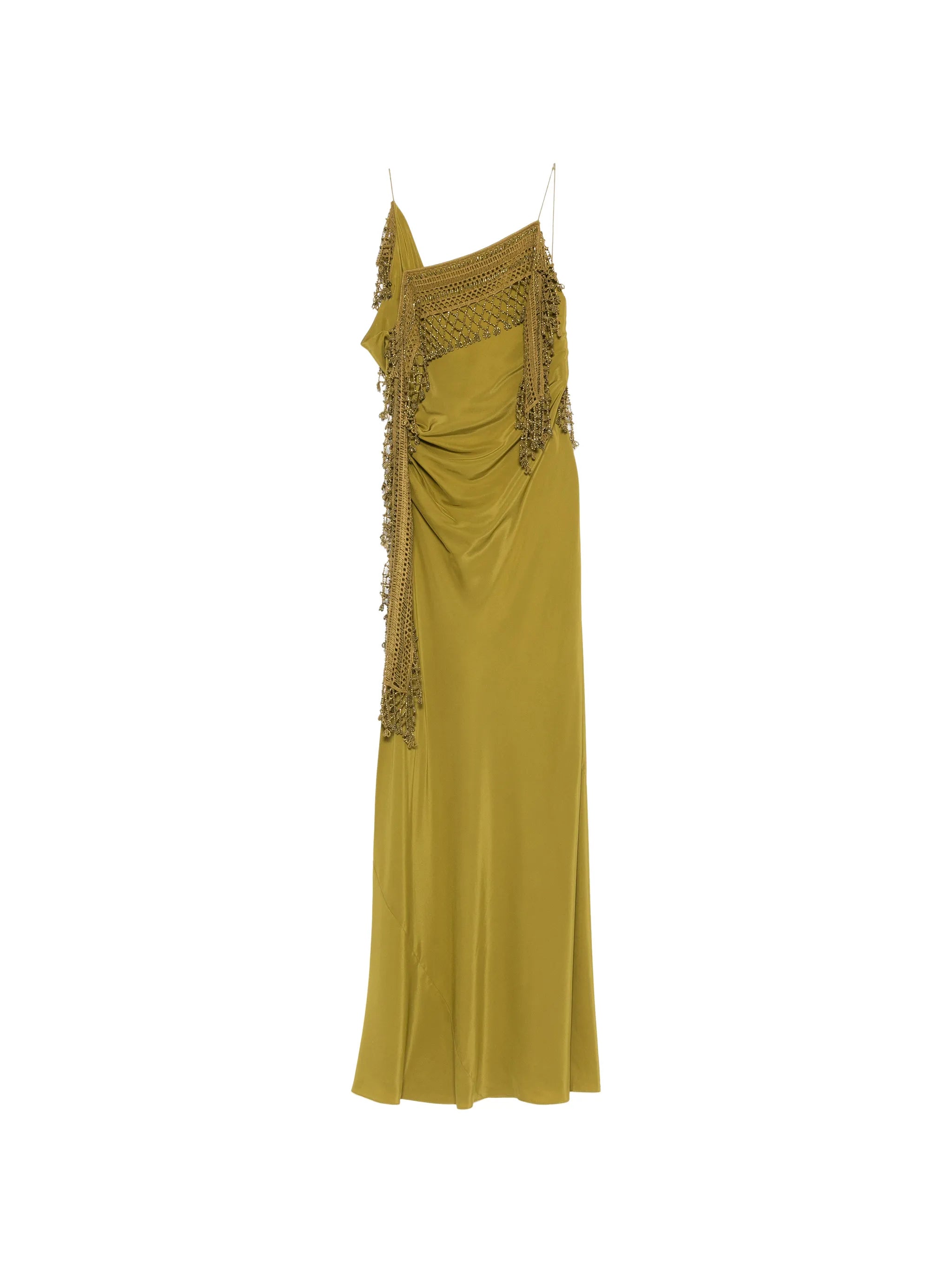 droplet-bead crochet-trim maxi dress