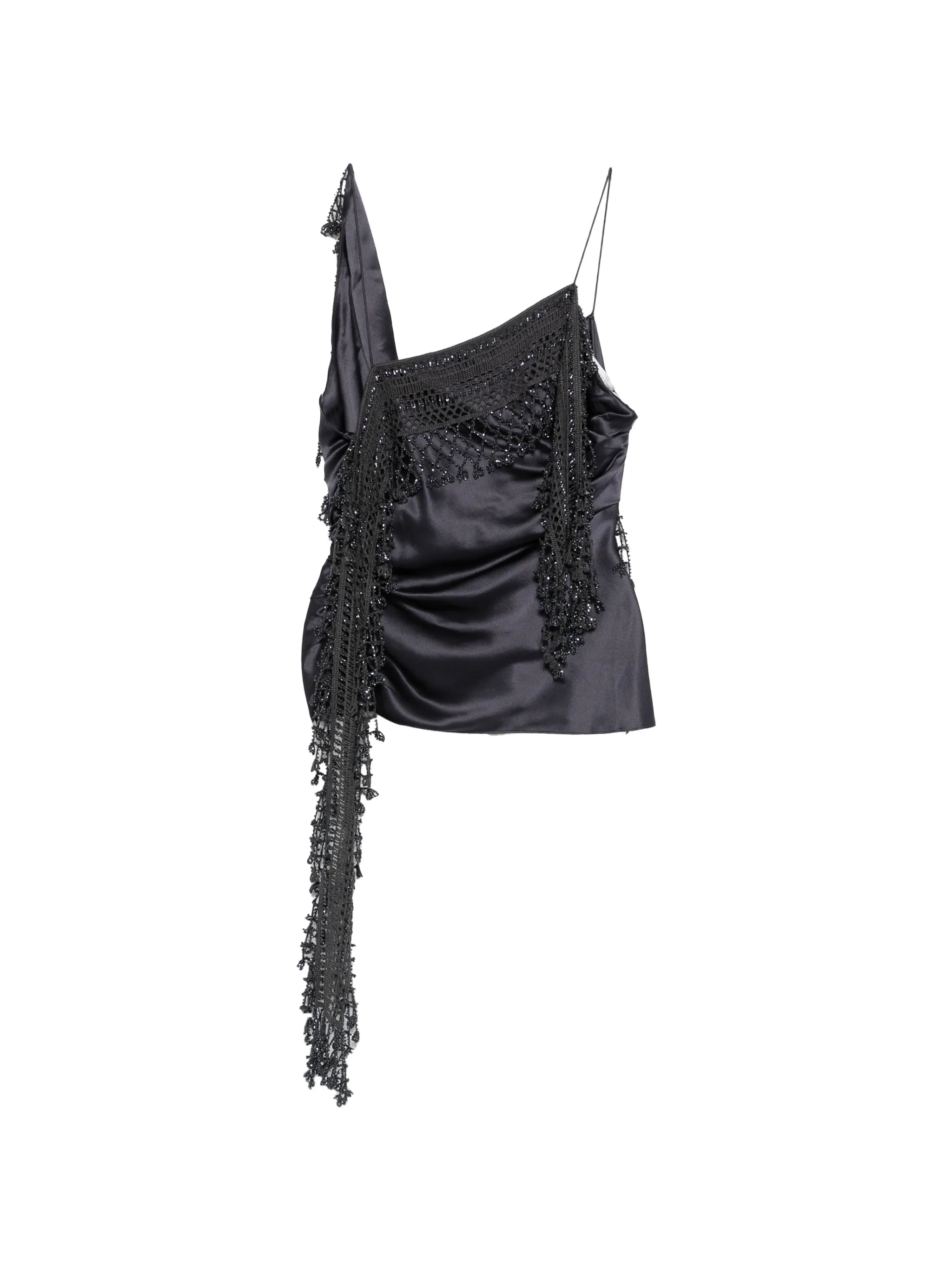 droplet-bead crochet-trim blouse