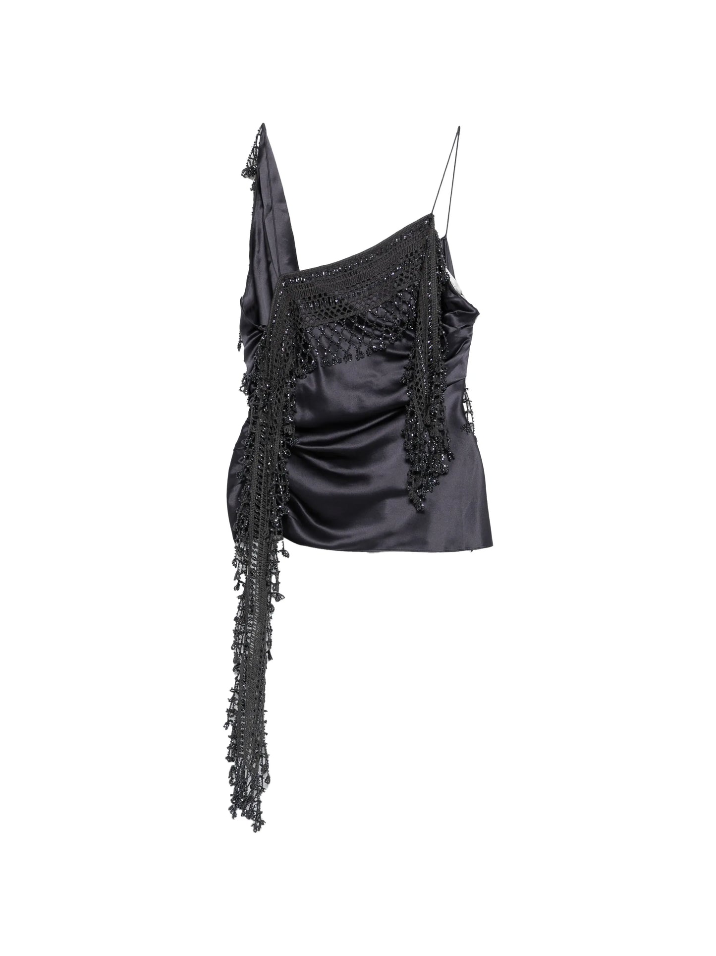 droplet-bead crochet-trim blouse